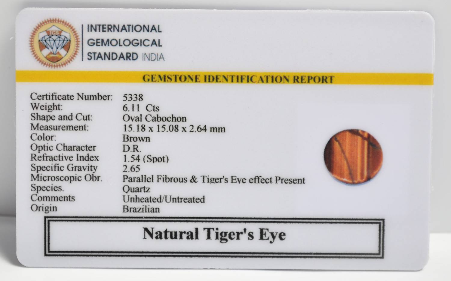 TGR241 2 1 TIGER'S EYE 6.11 Ct.