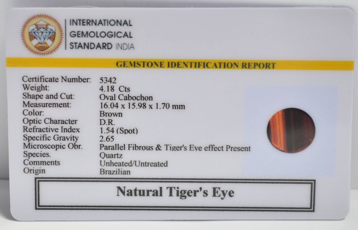 TGR245 2 1 TIGER'S EYE 4.18 Ct.
