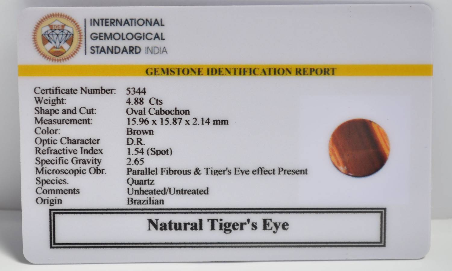 TGR247 2 1 TIGER'S EYE 4.88 Ct.