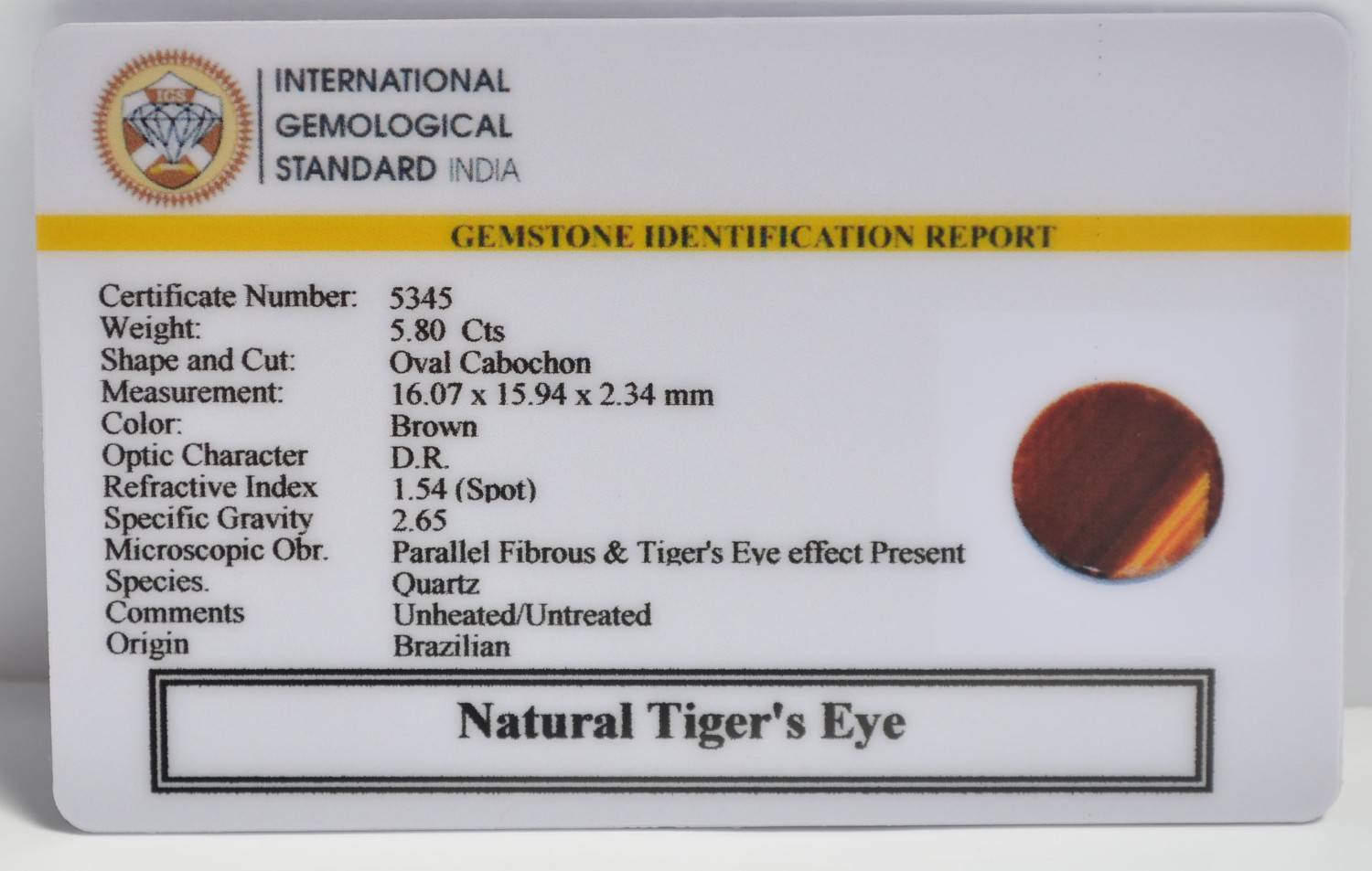 TGR248 2 1 TIGER'S EYE 5.8 Ct.