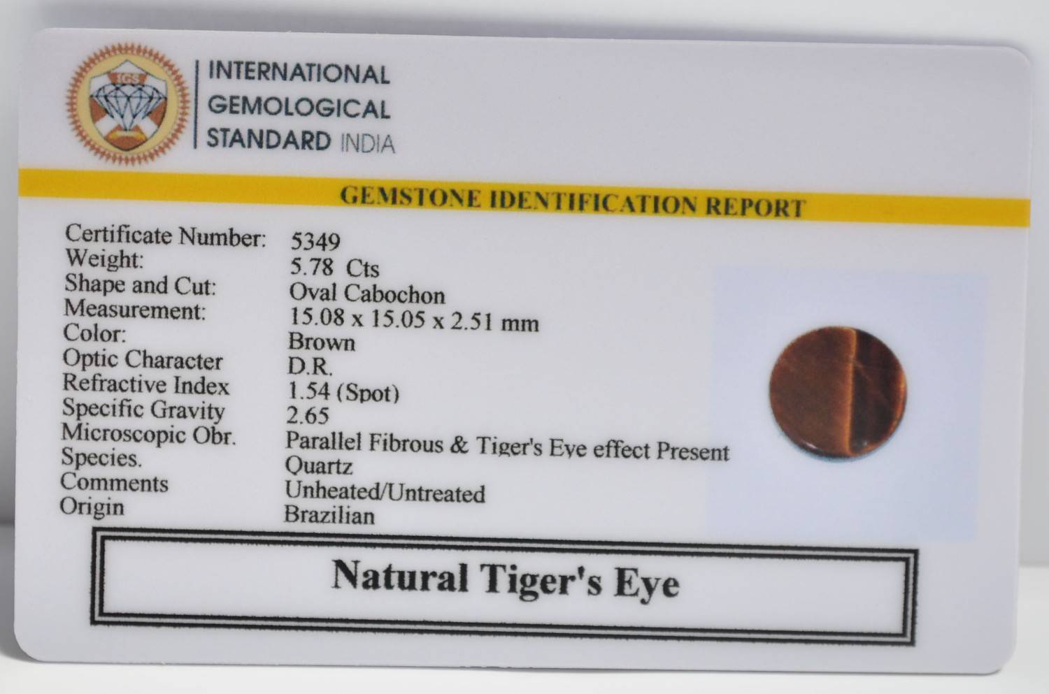 TGR252 2 1 TIGER'S EYE 5.78 Ct.