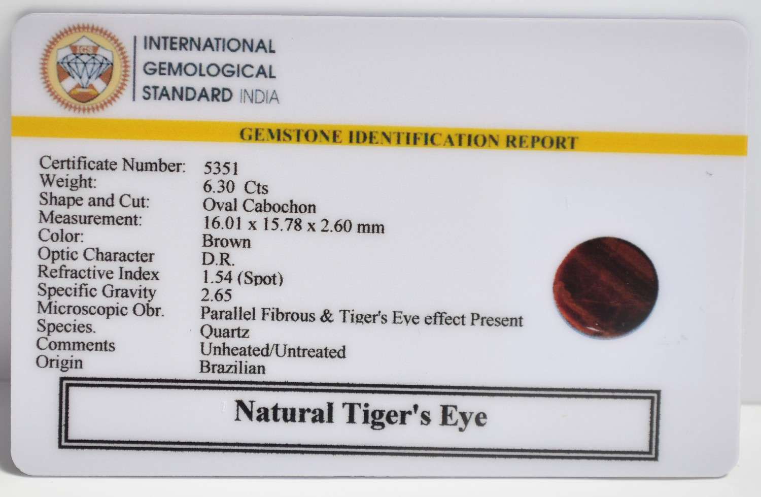 TGR254 2 1 TIGER'S EYE 6.3 Ct.