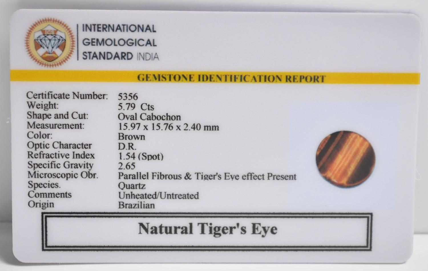 TGR259 2 1 TIGER'S EYE 5.79 Ct.