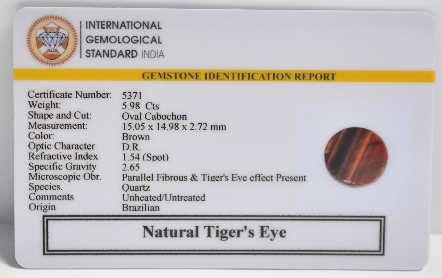 TGR271 2 1 TIGER'S EYE 5.98 Ct.