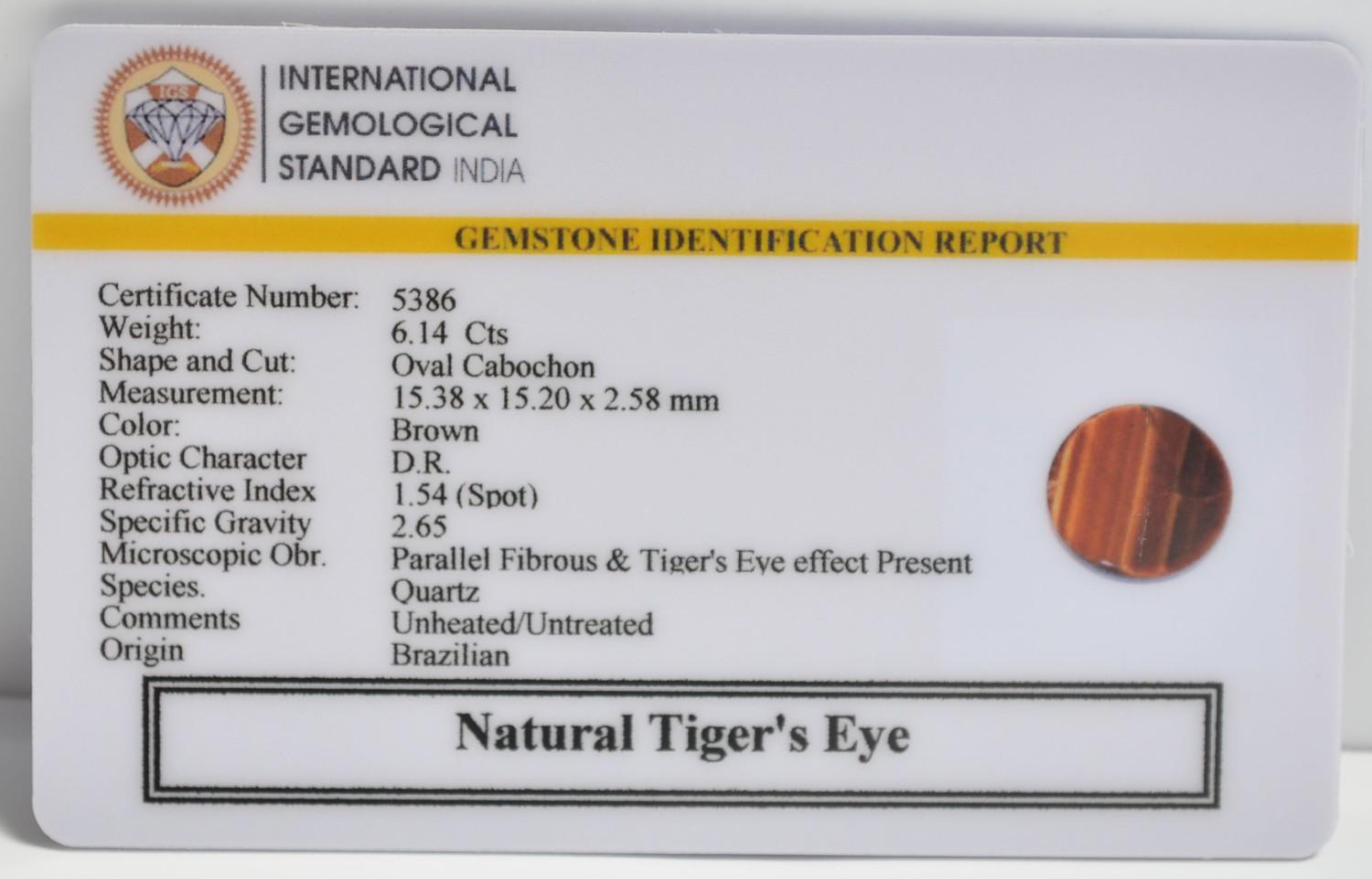 TGR282 2 1 TIGER'S EYE 6.14 Ct.