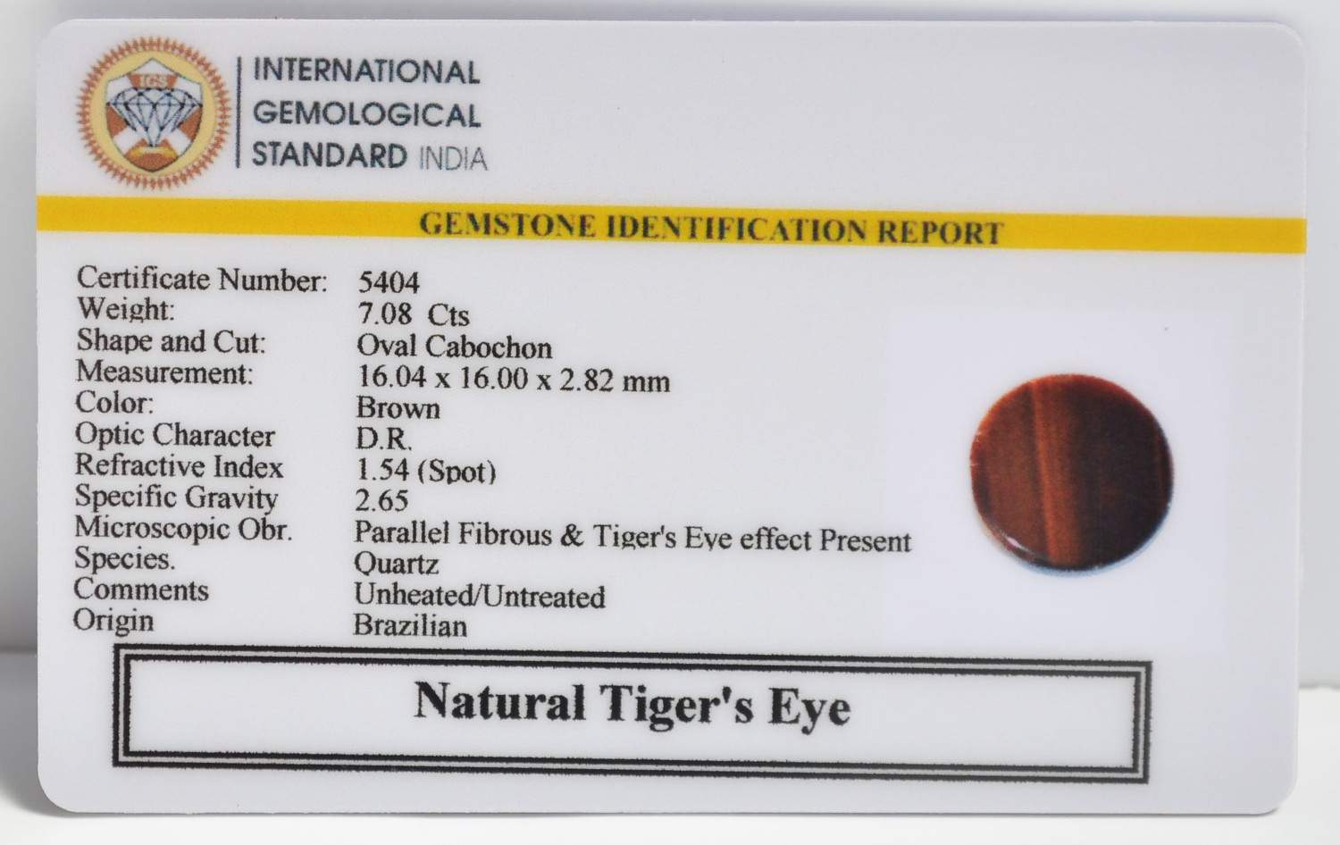 TGR295 2 1 TIGER'S EYE 7.08 Ct.