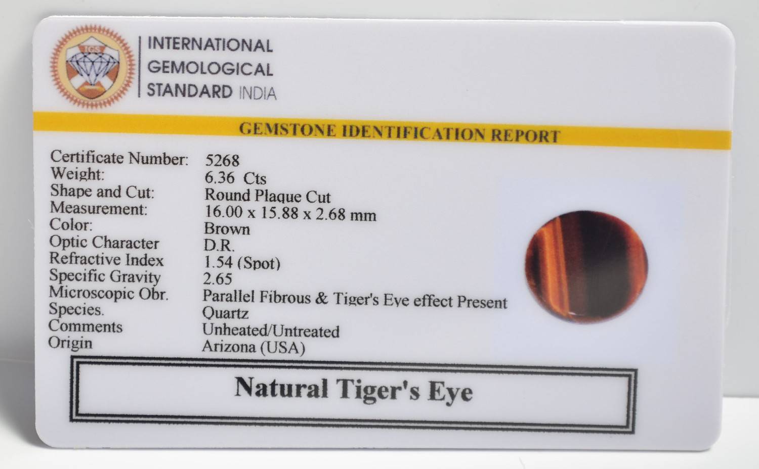 TGRG139 2 1 TIGER'S EYE 6.36 Ct.