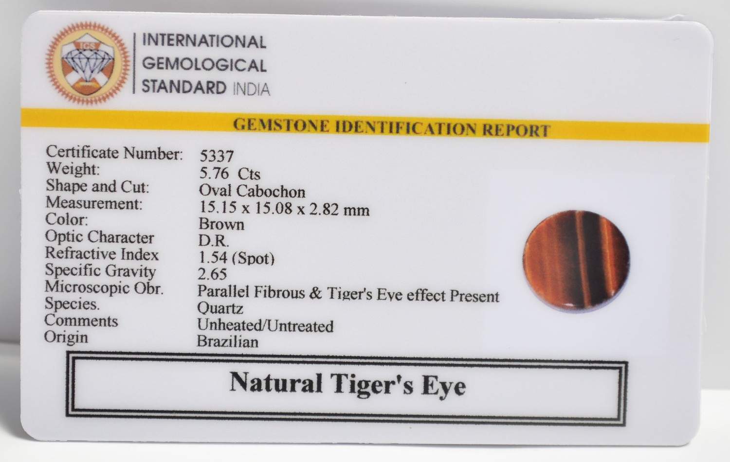 TGRG141 2 1 TIGER'S EYE 5.76 Ct.