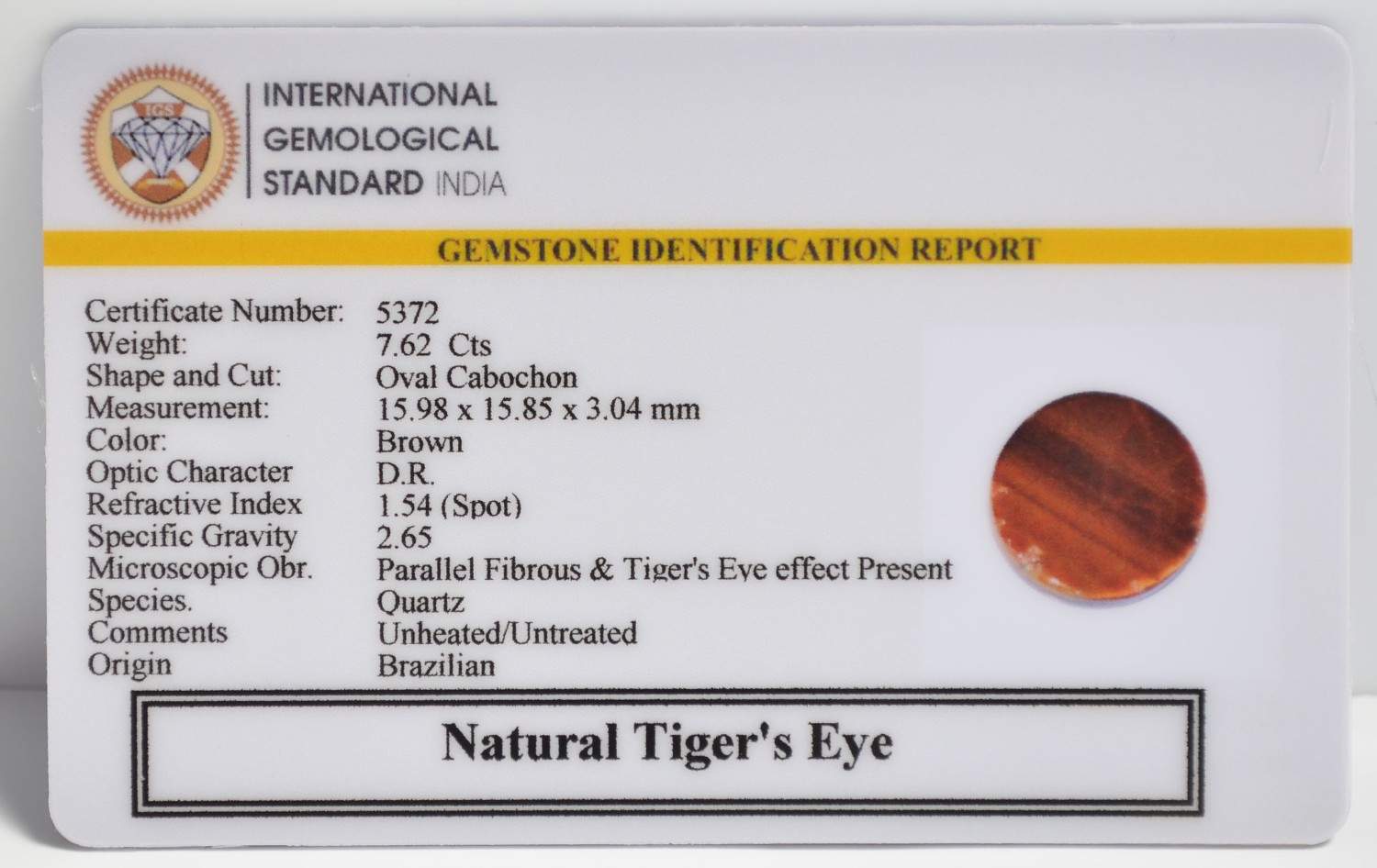 TGRG145 2 1 TIGER'S EYE 7.62 Ct.