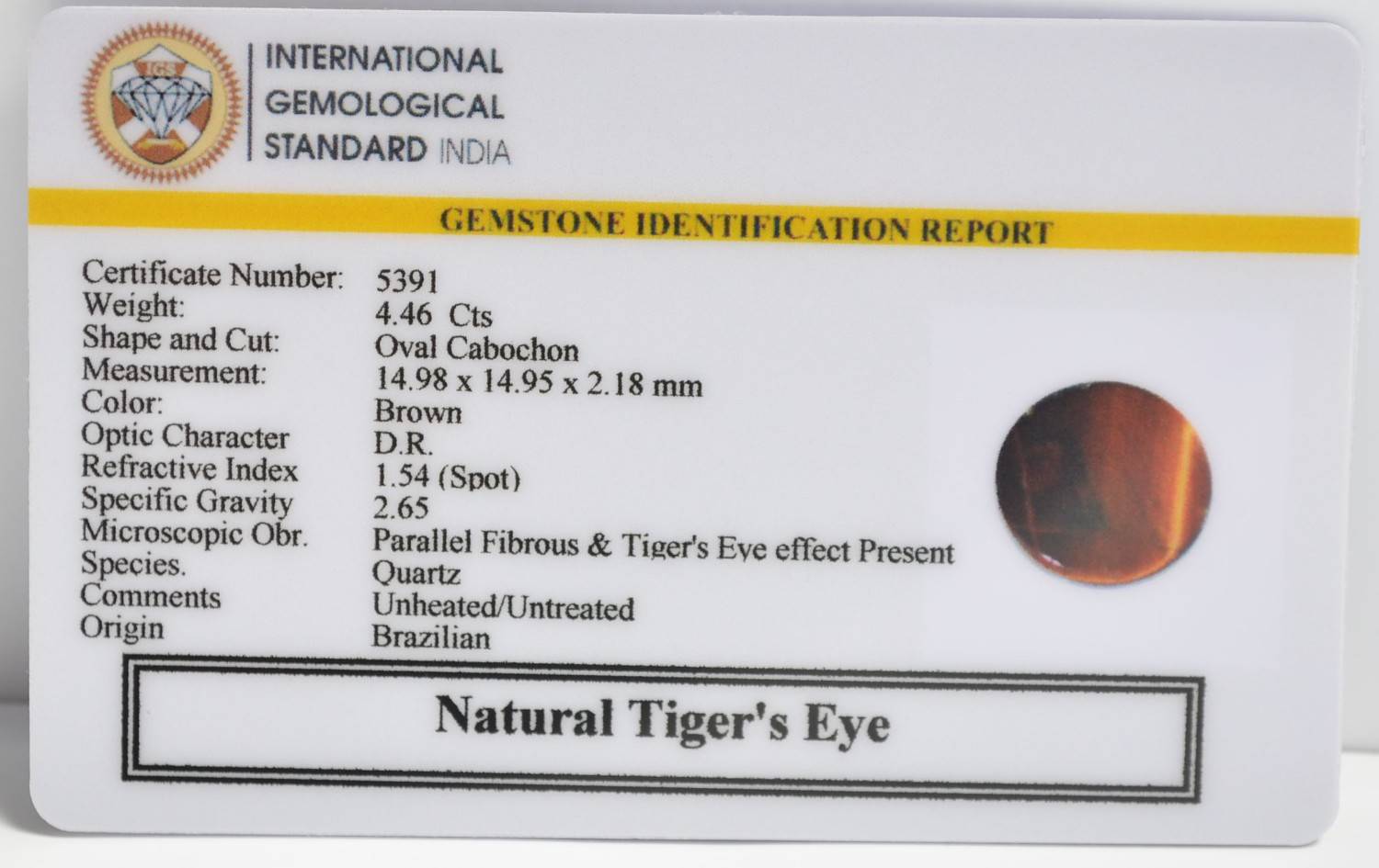 TGRG149 2 1 TIGER'S EYE 4.46 Ct.