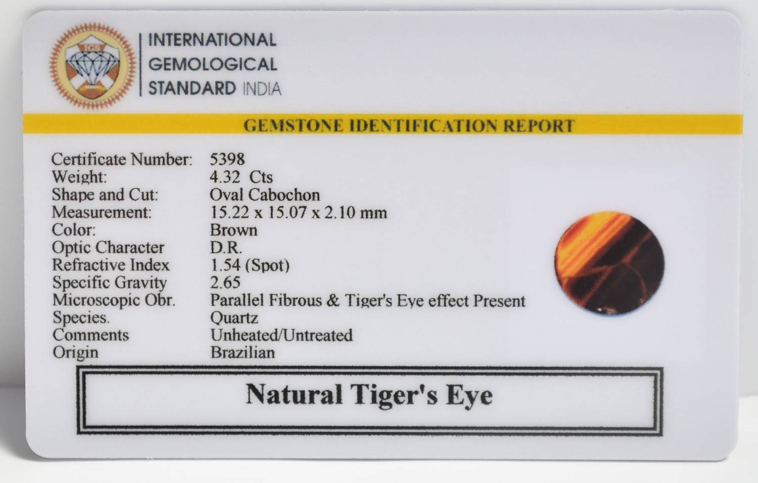 TGRG153 2 1 TIGER'S EYE 4.32 Ct.