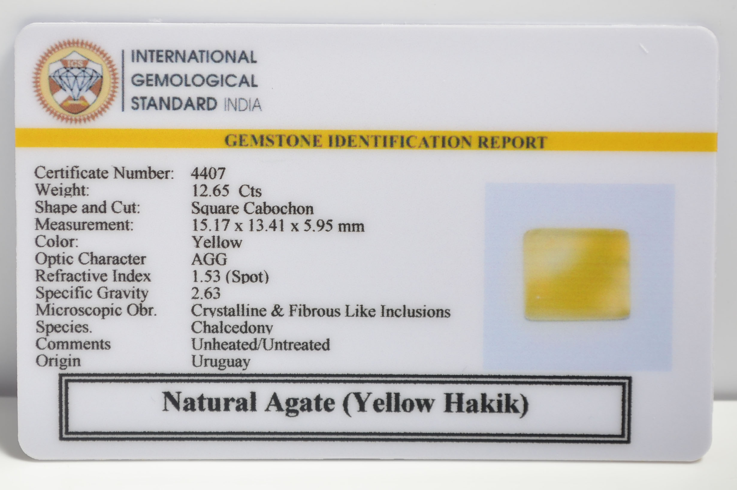 YELLOW HAKIK 12.65 Ct. 3 YHK1 2 1 YELLOW HAKIK 12.65 Ct.