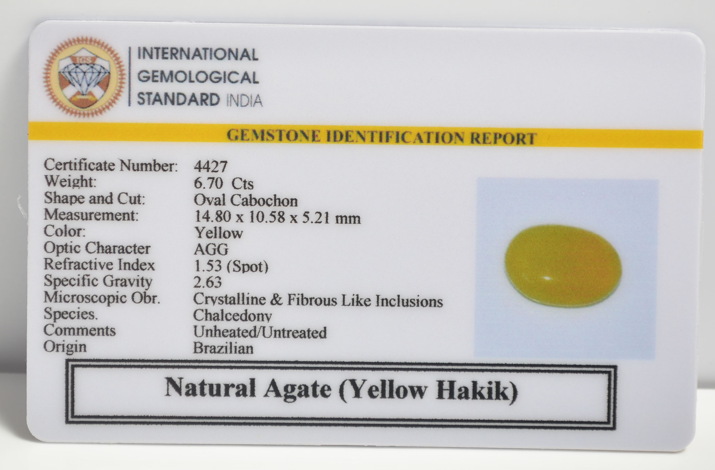 YHK21 2 1 YELLOW HAKIK 6.7 Ct.