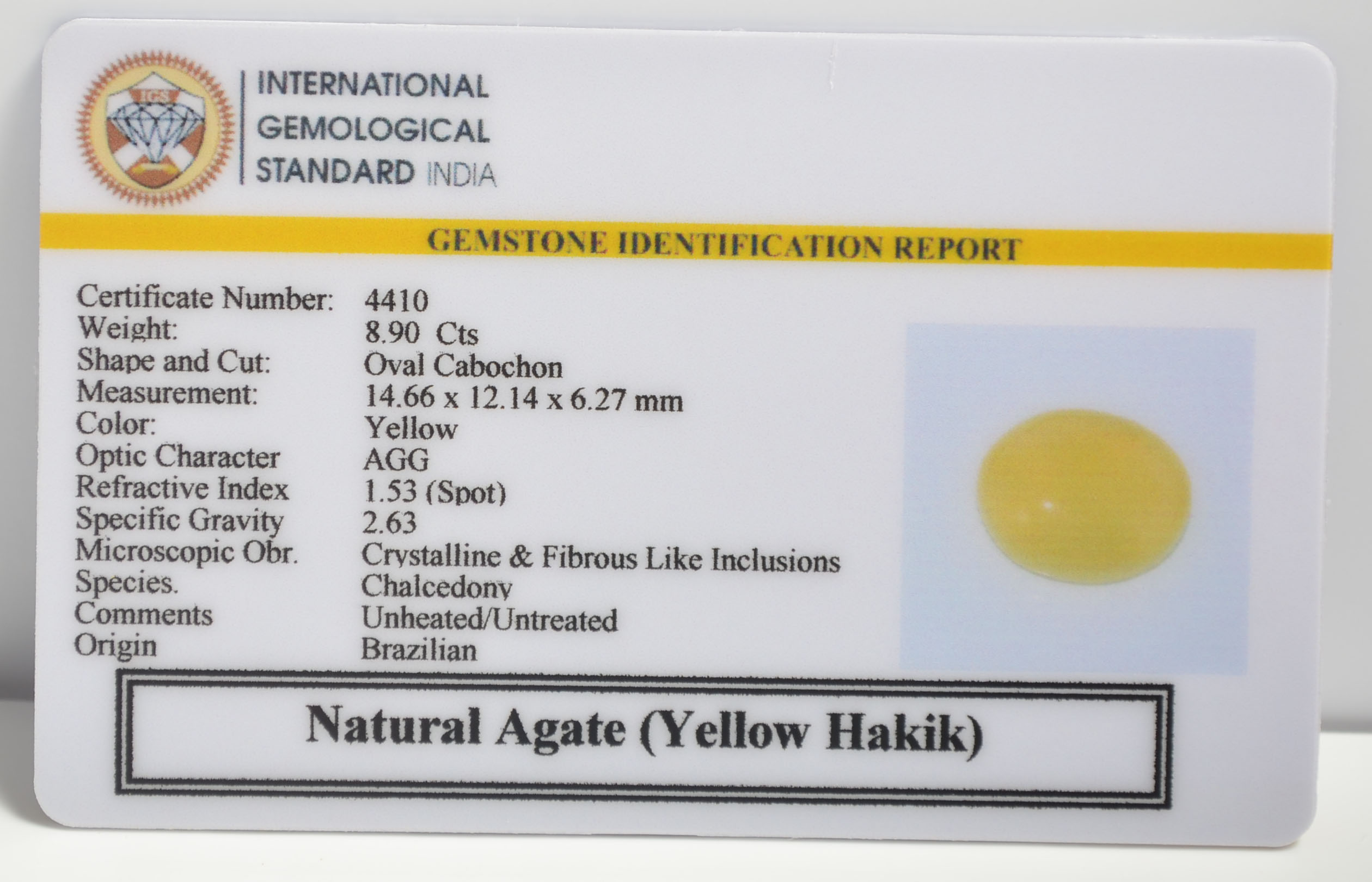YHK4 2 1 YELLOW HAKIK 8.9 Ct.