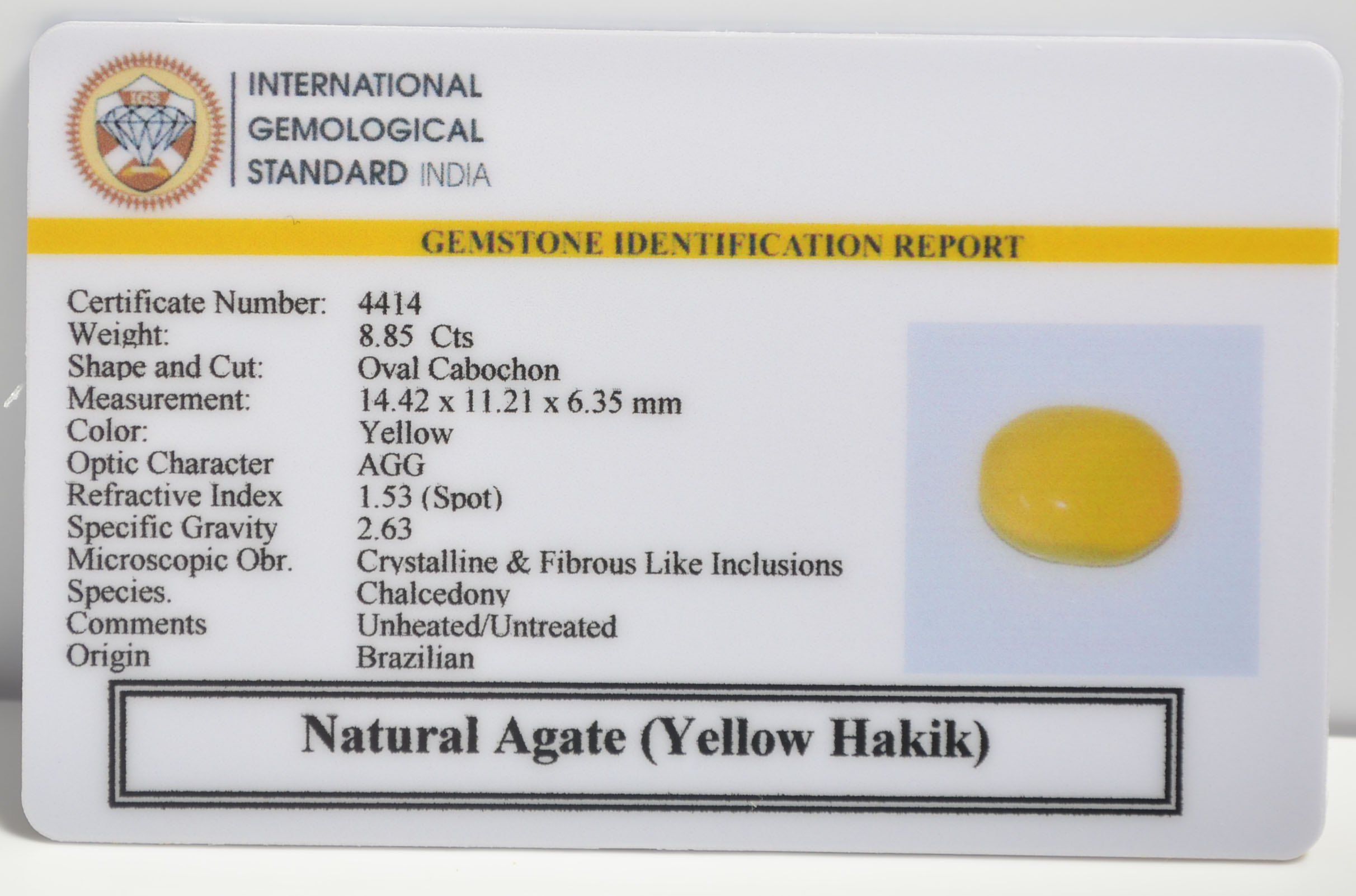 YELLOW HAKIK 8.85 Ct. 3 YHK8 2 1 YELLOW HAKIK 8.85 Ct.