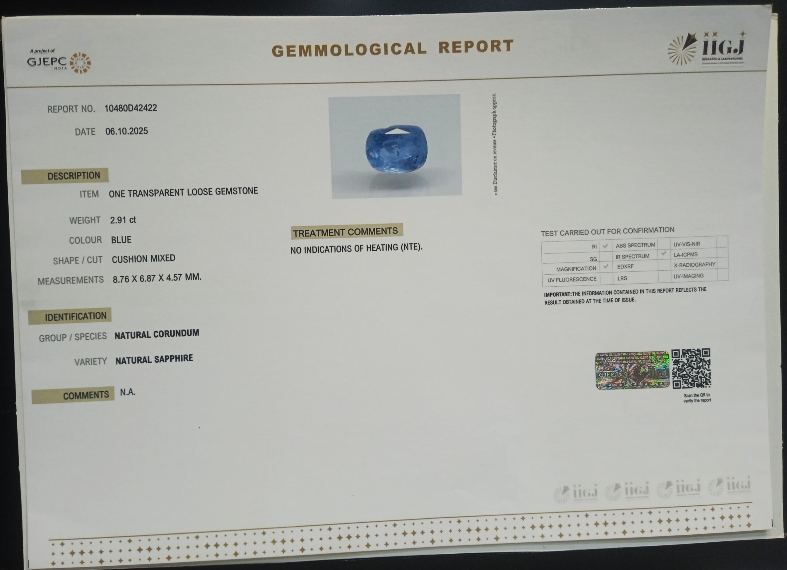 BSP15191 2 1 scaled BLUE SAPPHIRE 2.91 Ct.