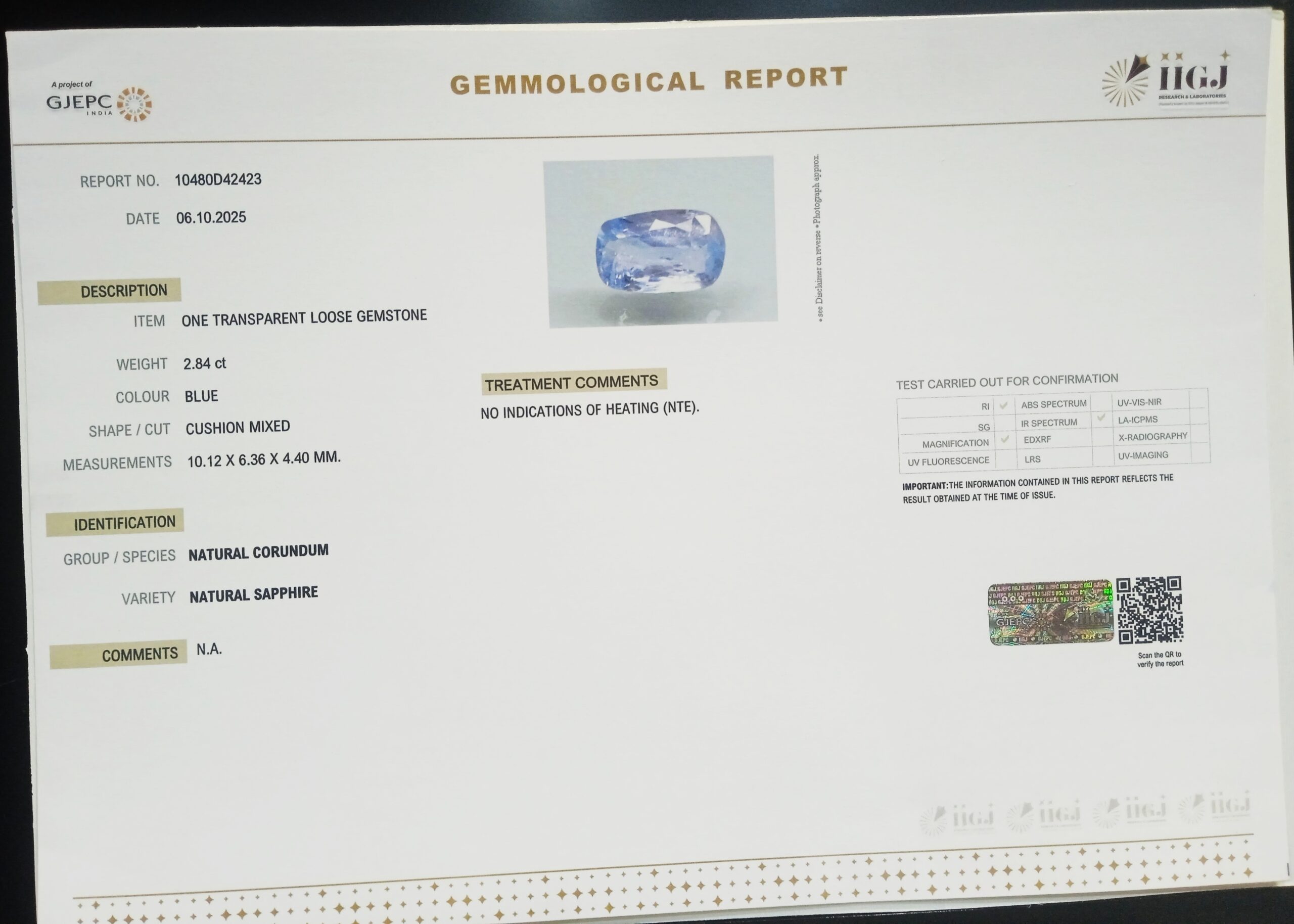BSP15192 2 1 scaled BLUE SAPPHIRE 2.84 Ct.