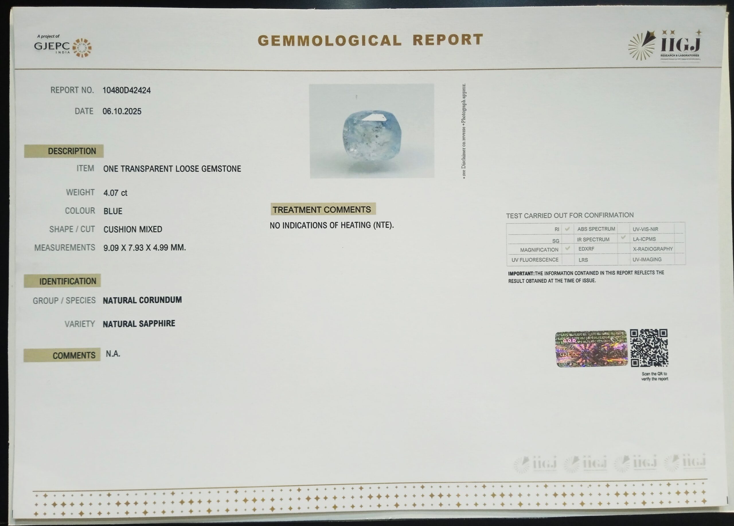 BSP15193 2 1 scaled BLUE SAPPHIRE 4.07 Ct.