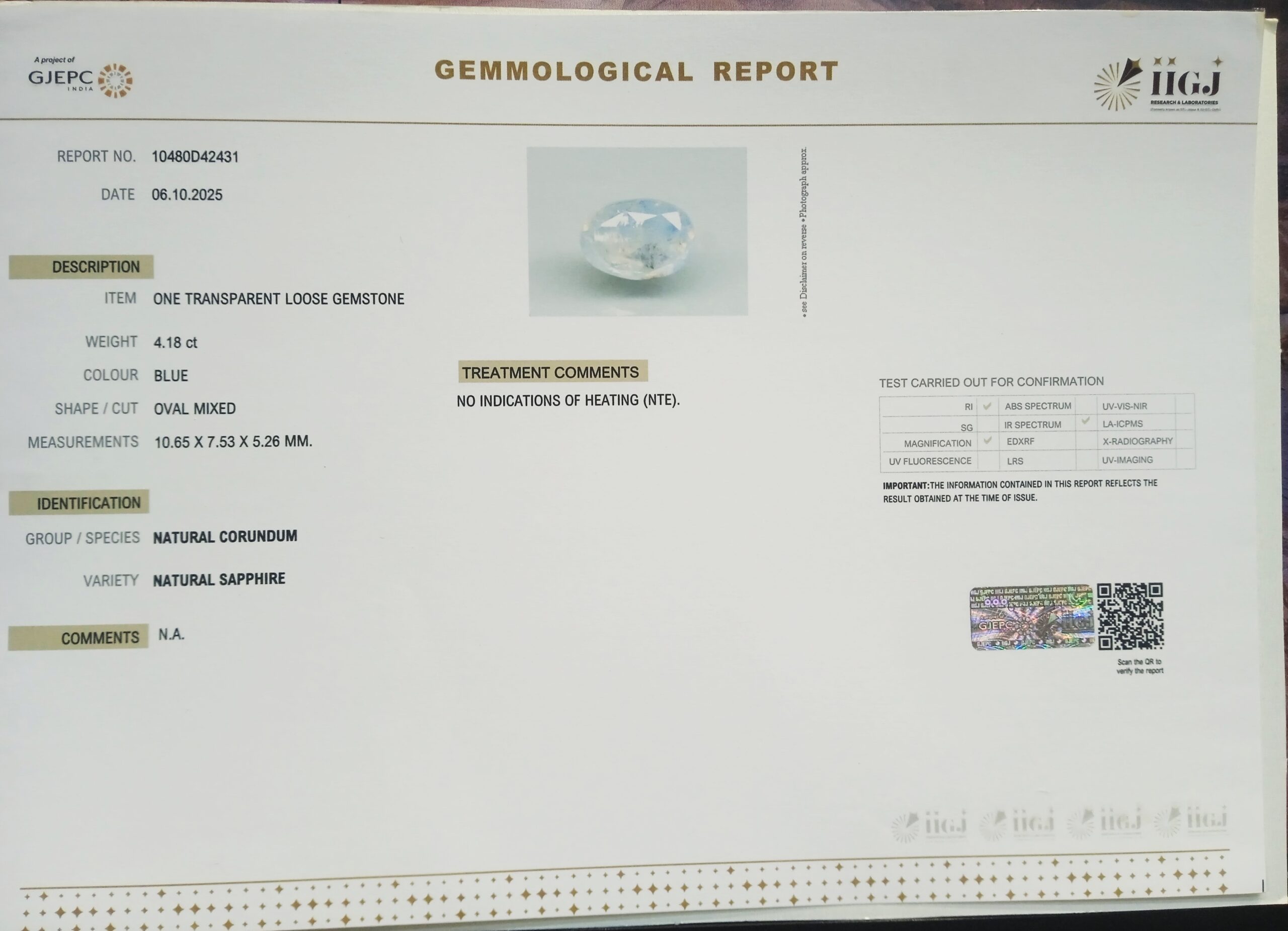 BSP15199 2 1 scaled BLUE SAPPHIRE 4.18 Ct.