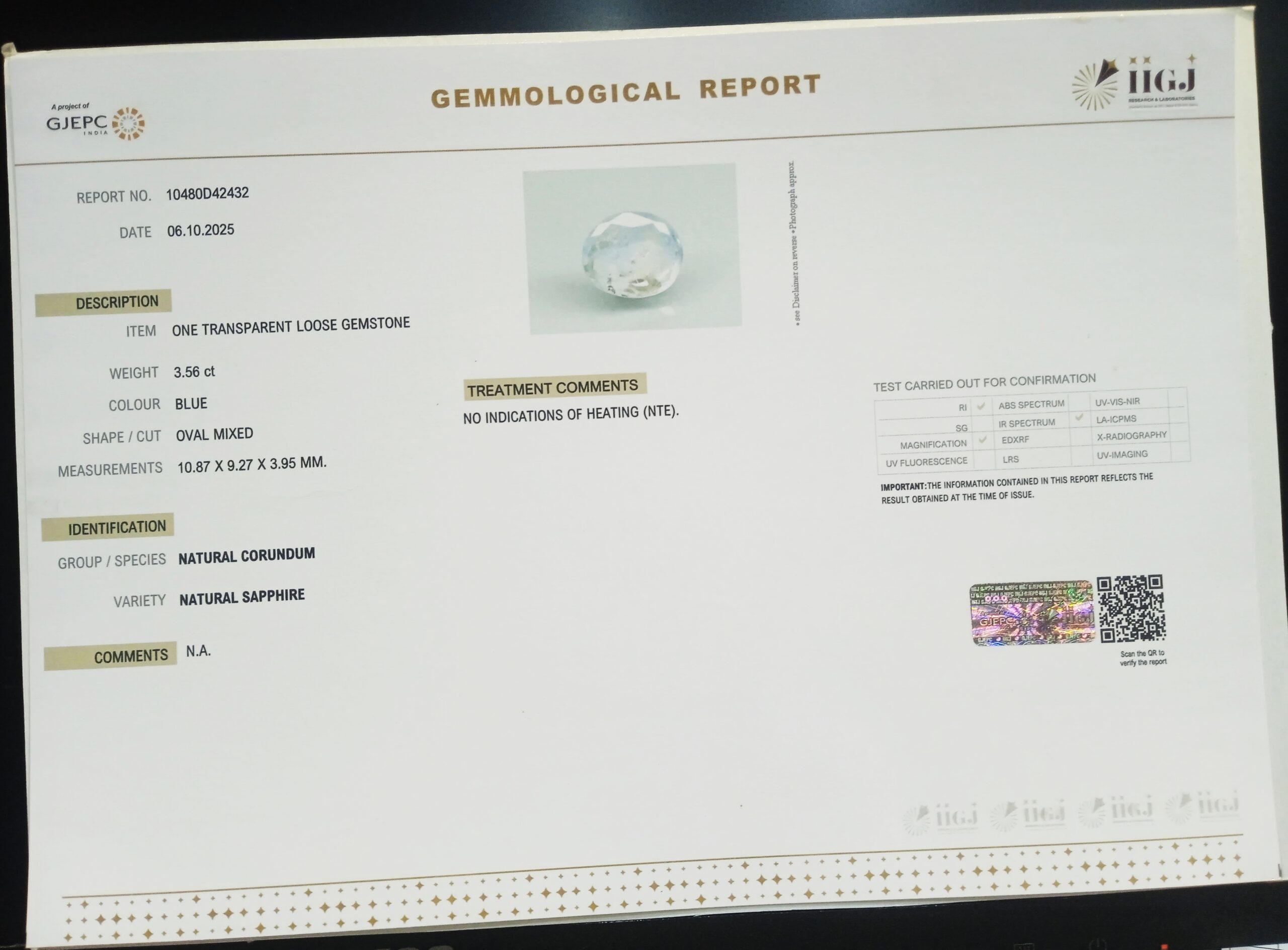 BSP15200 2 1 scaled BLUE SAPPHIRE 3.56 Ct.