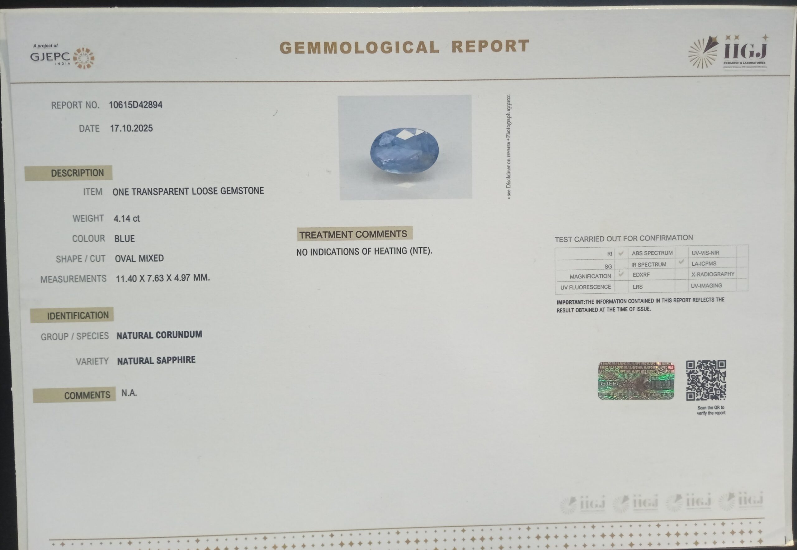 BSP15212 2 1 scaled BLUE SAPPHIRE 4.14 Ct.