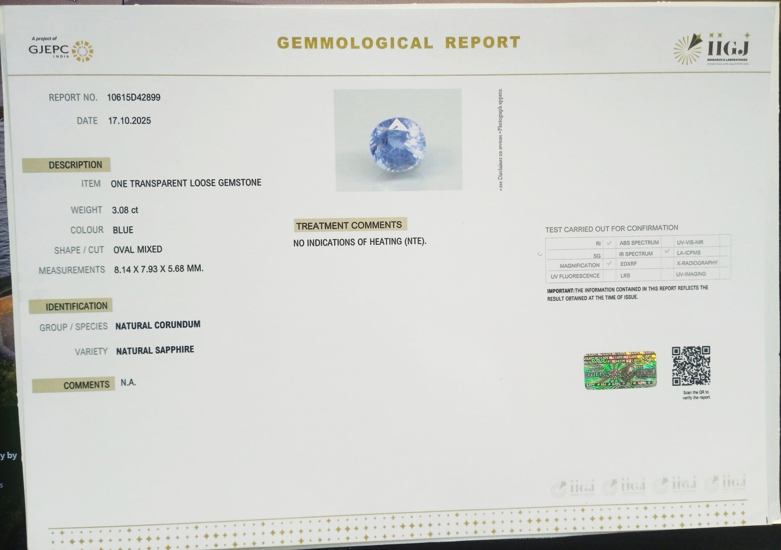 BLUE SAPPHIRE 3.08 Ct. 3 BSP15216 2 1 scaled BLUE SAPPHIRE 3.08 Ct.