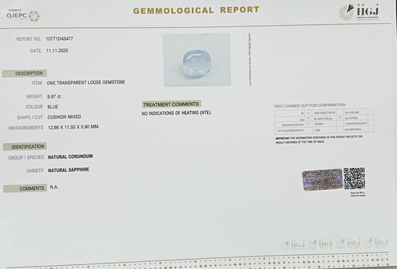 BSPG14743 2 BLUE SAPPHIRE 8.87 Ct.