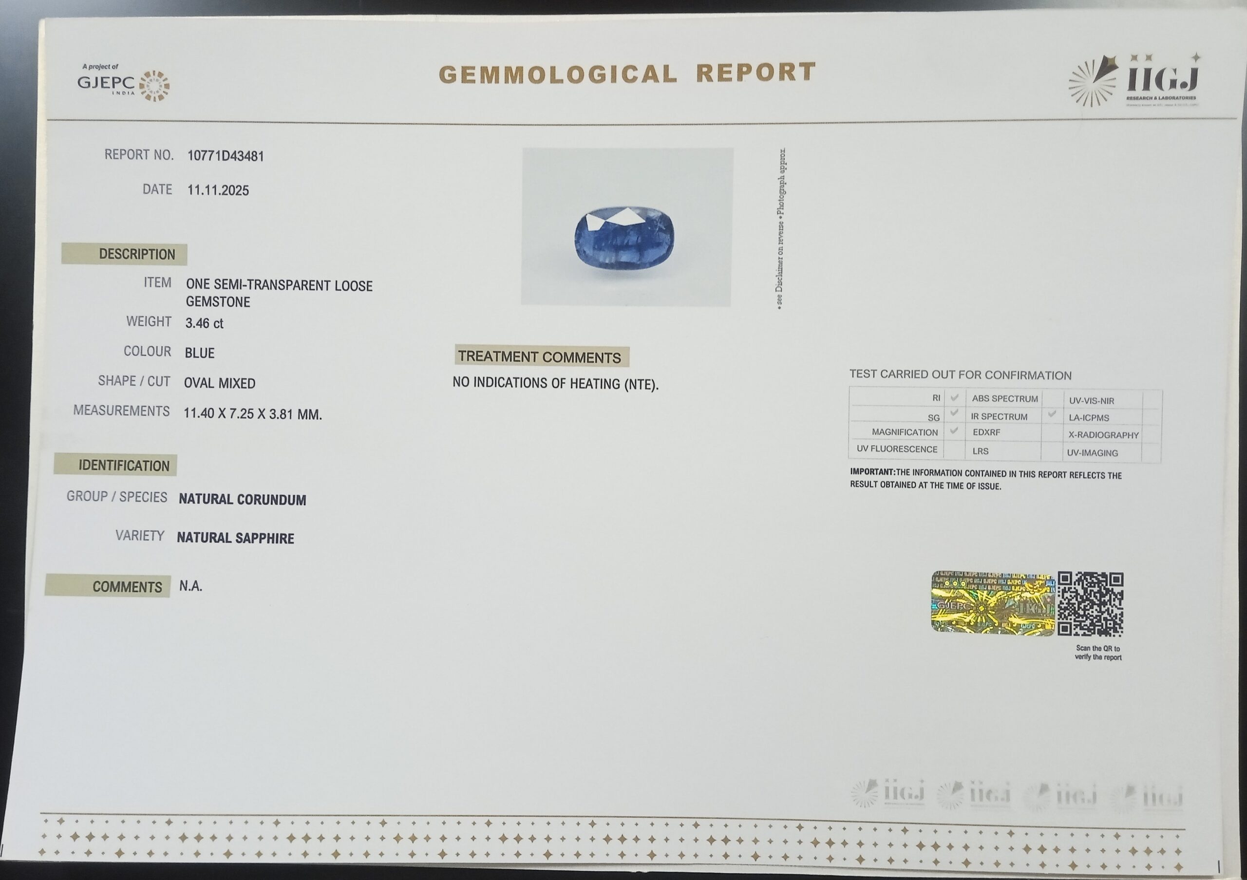 BLUE SAPPHIRE 3.46 Ct. 3 BSPG14747 2 scaled BLUE SAPPHIRE 3.46 Ct.