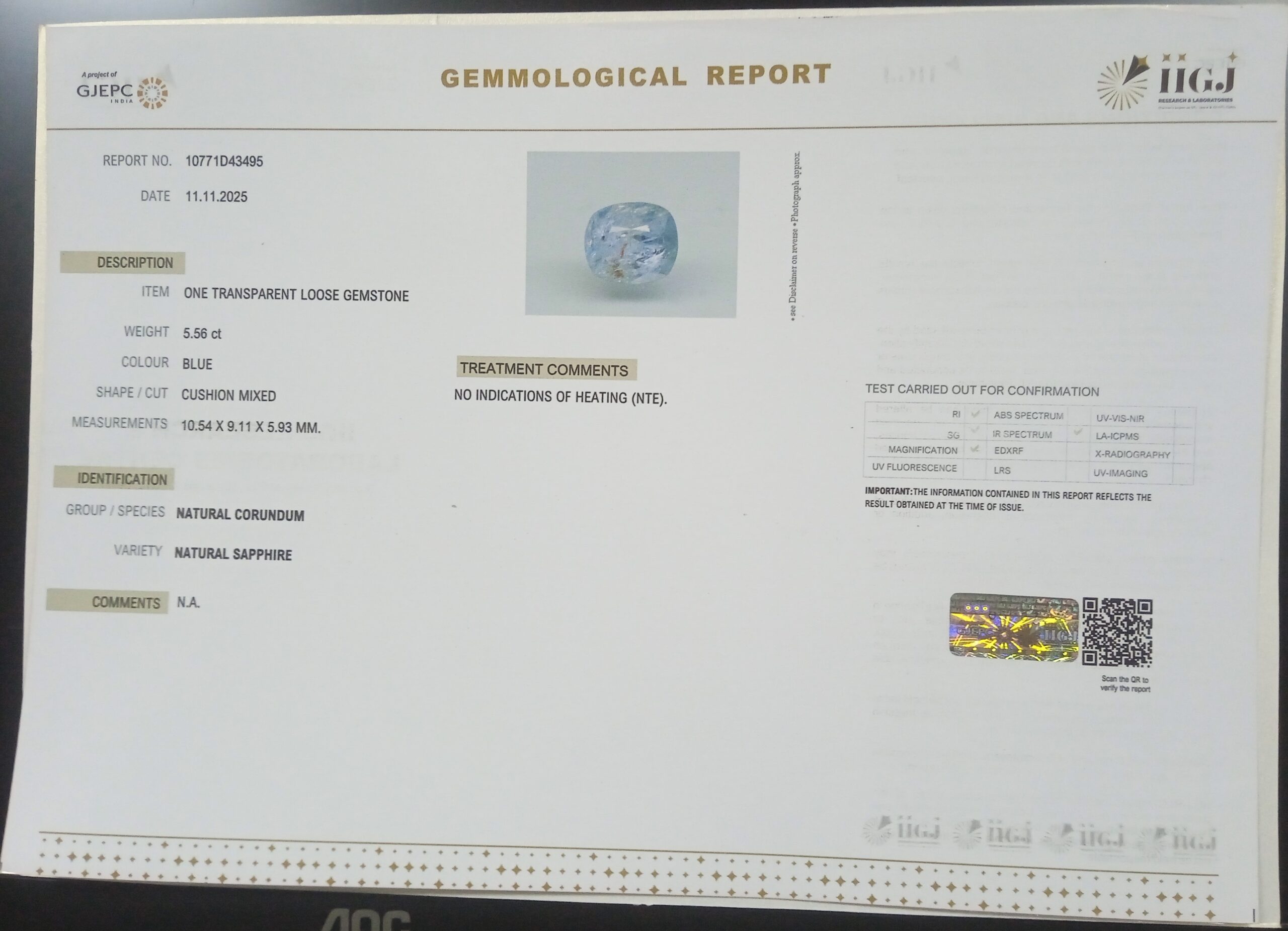 BLUE SAPPHIRE 5.56 Ct. 3 BSPG14759 2 scaled BLUE SAPPHIRE 5.56 Ct.