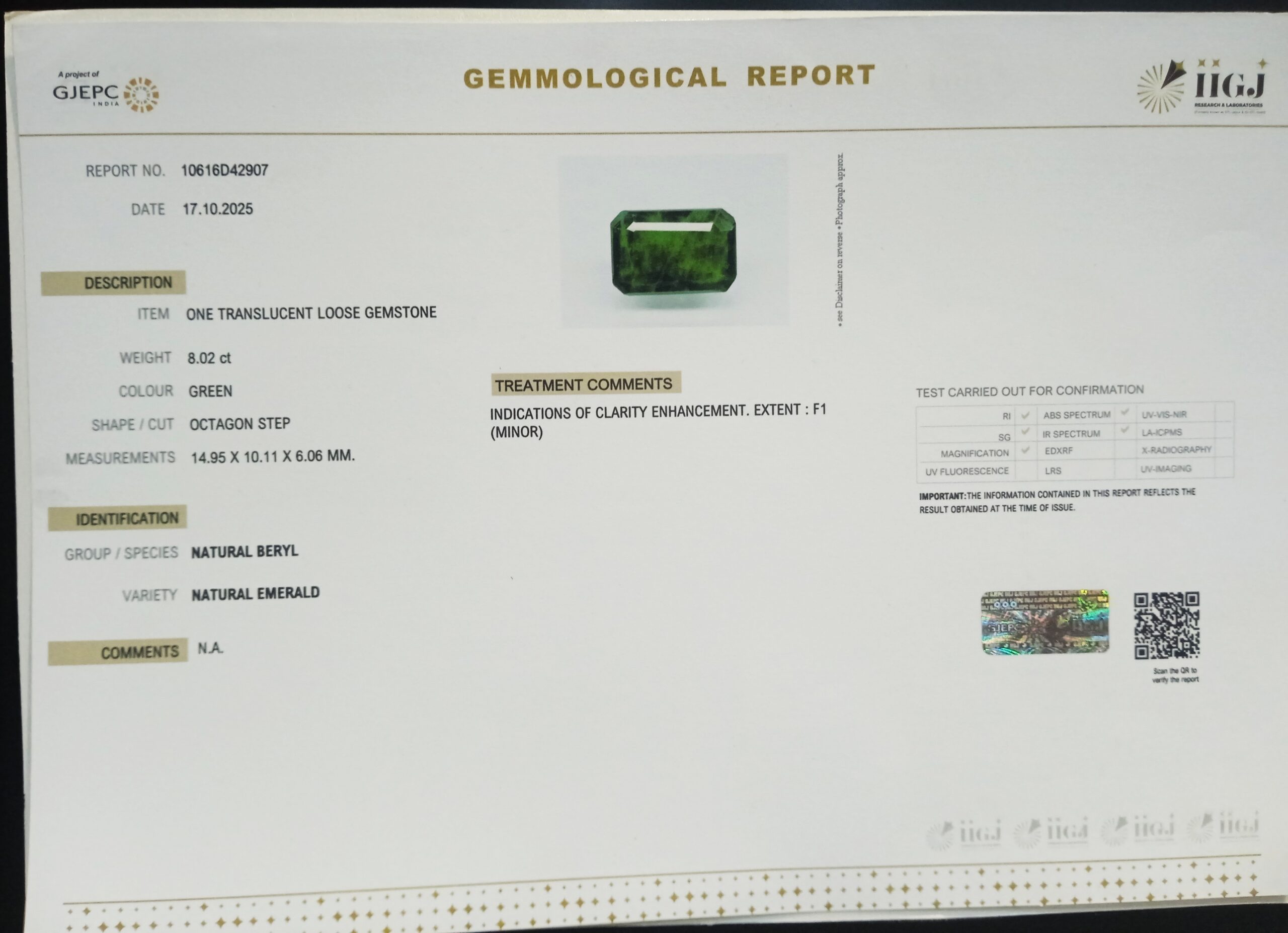 EMRD21945 2 1 scaled EMERALD 8.02 Ct.