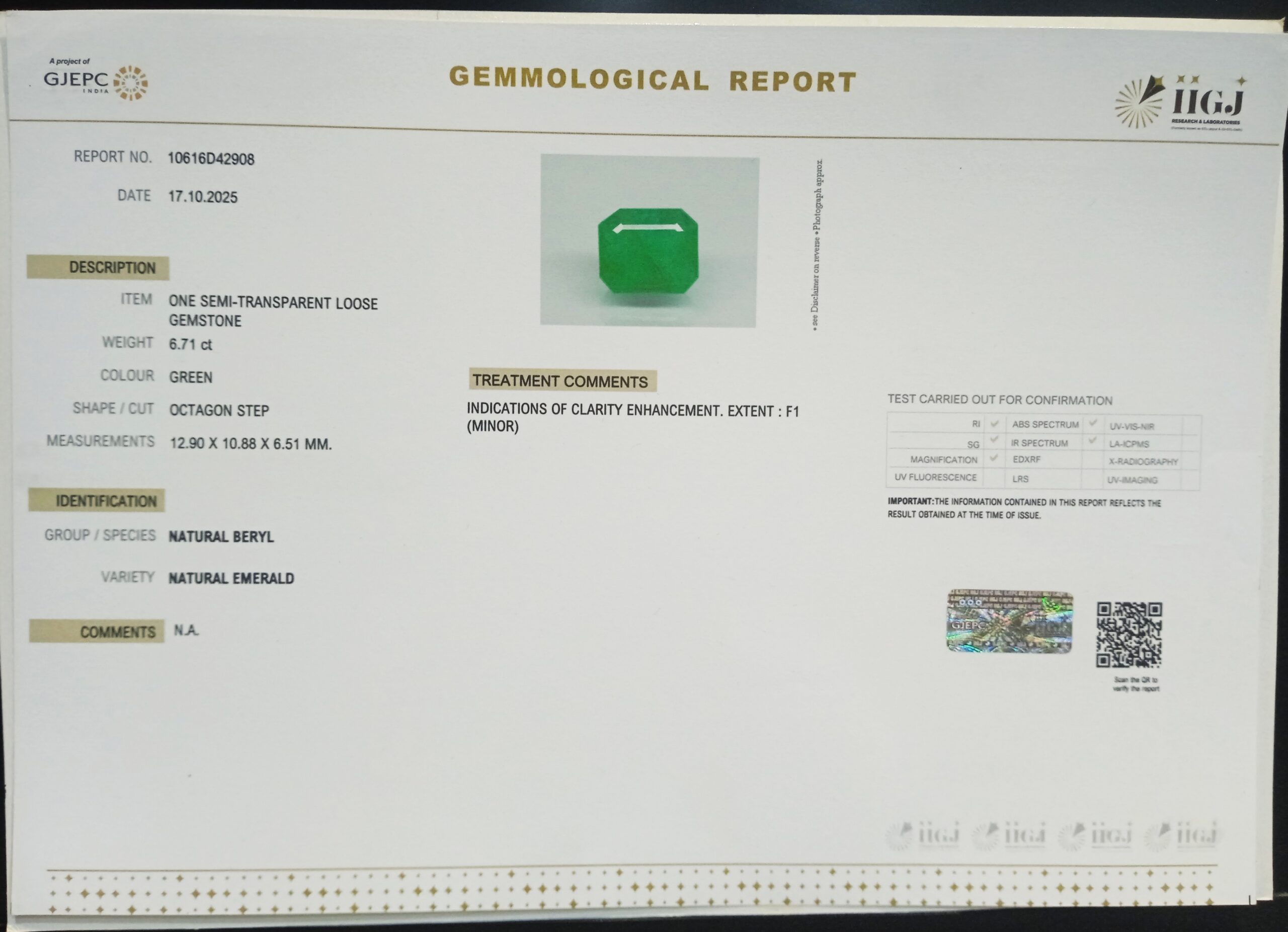 EMRD21946 2 1 scaled EMERALD 6.71 Ct.