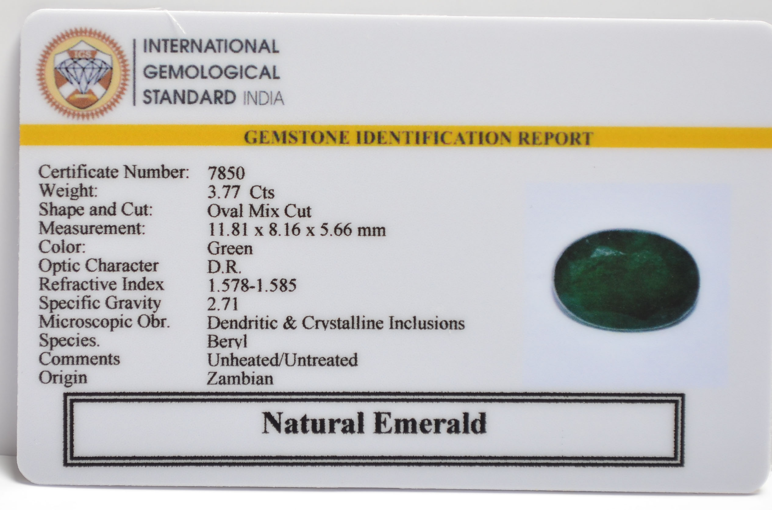 EMRG21375 2 EMERALD 3.77 Ct.