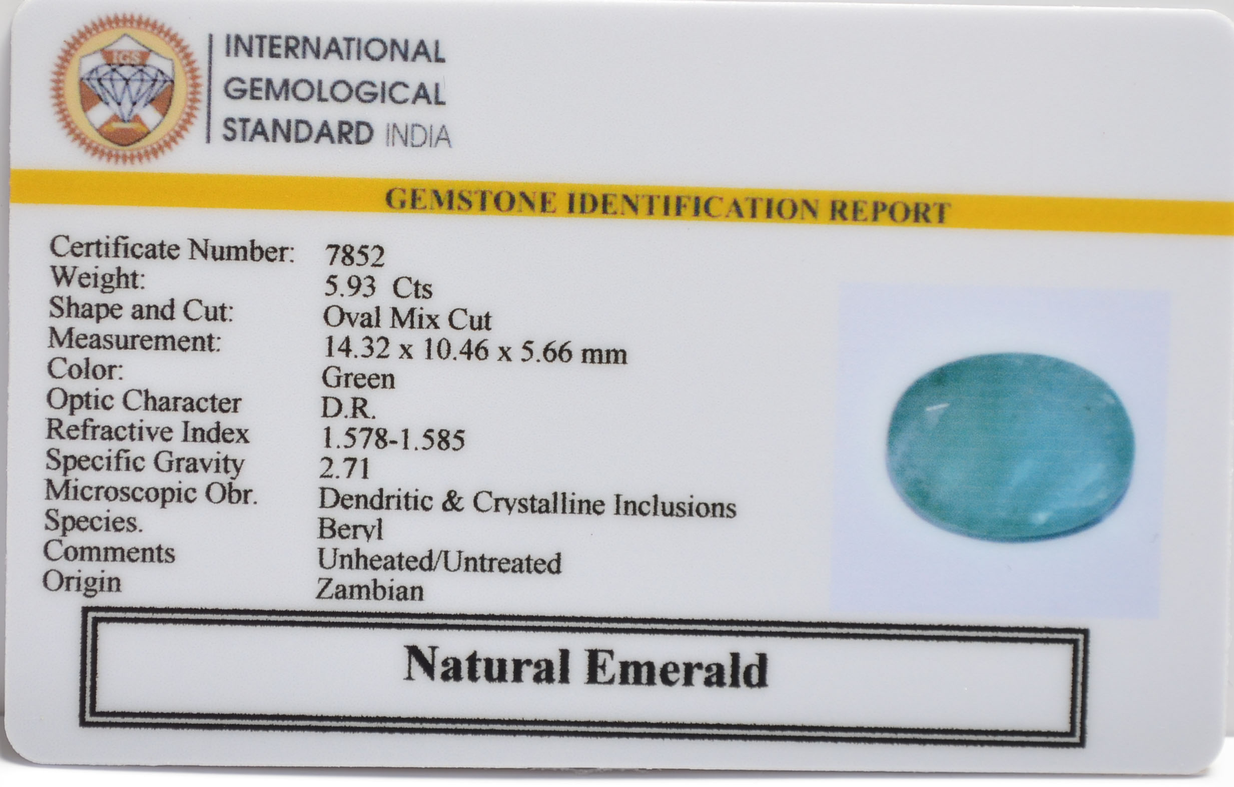 EMRG21377 2 EMERALD 5.93 Ct.