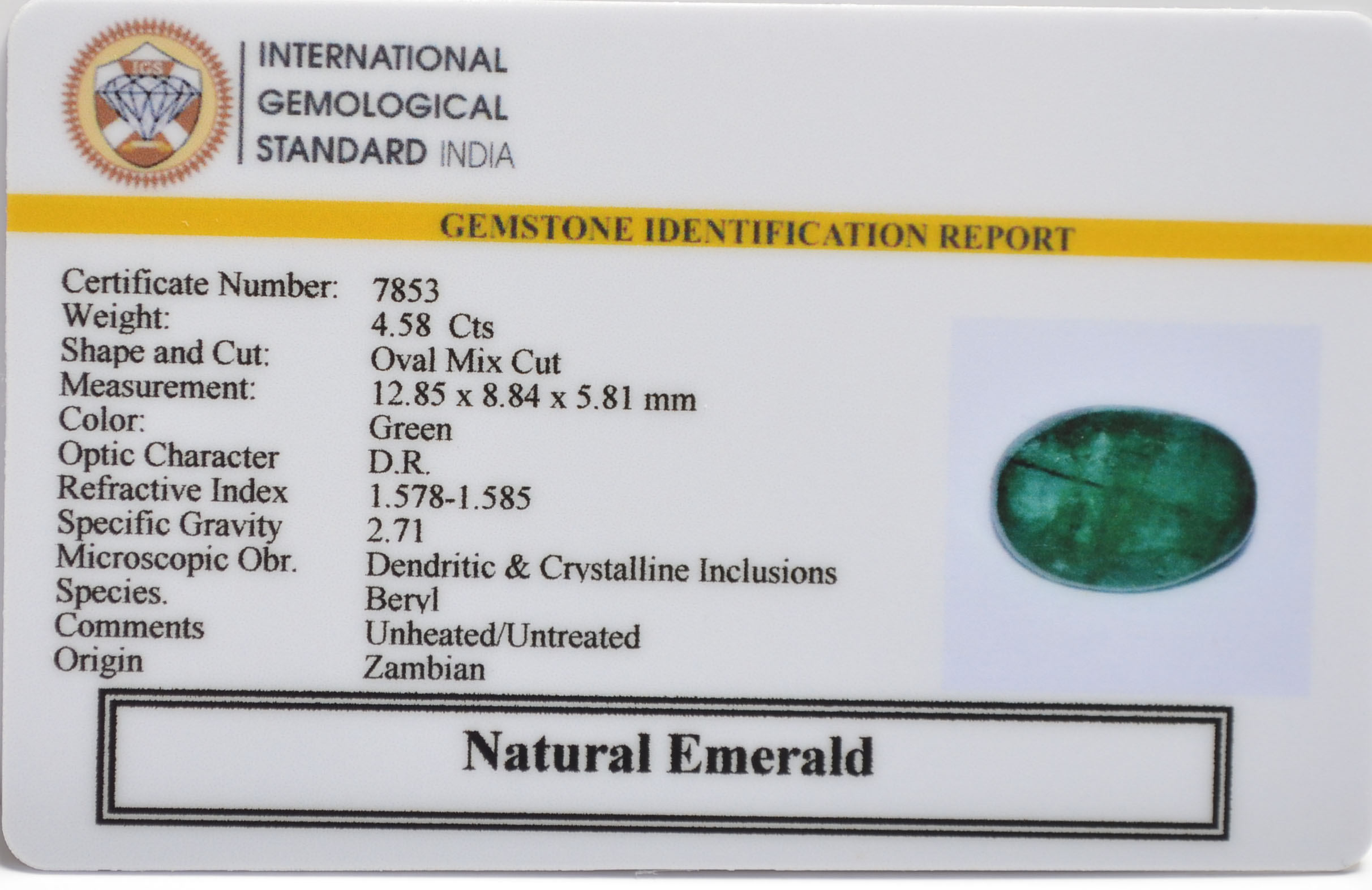 EMRG21378 2 EMERALD 4.58 Ct.