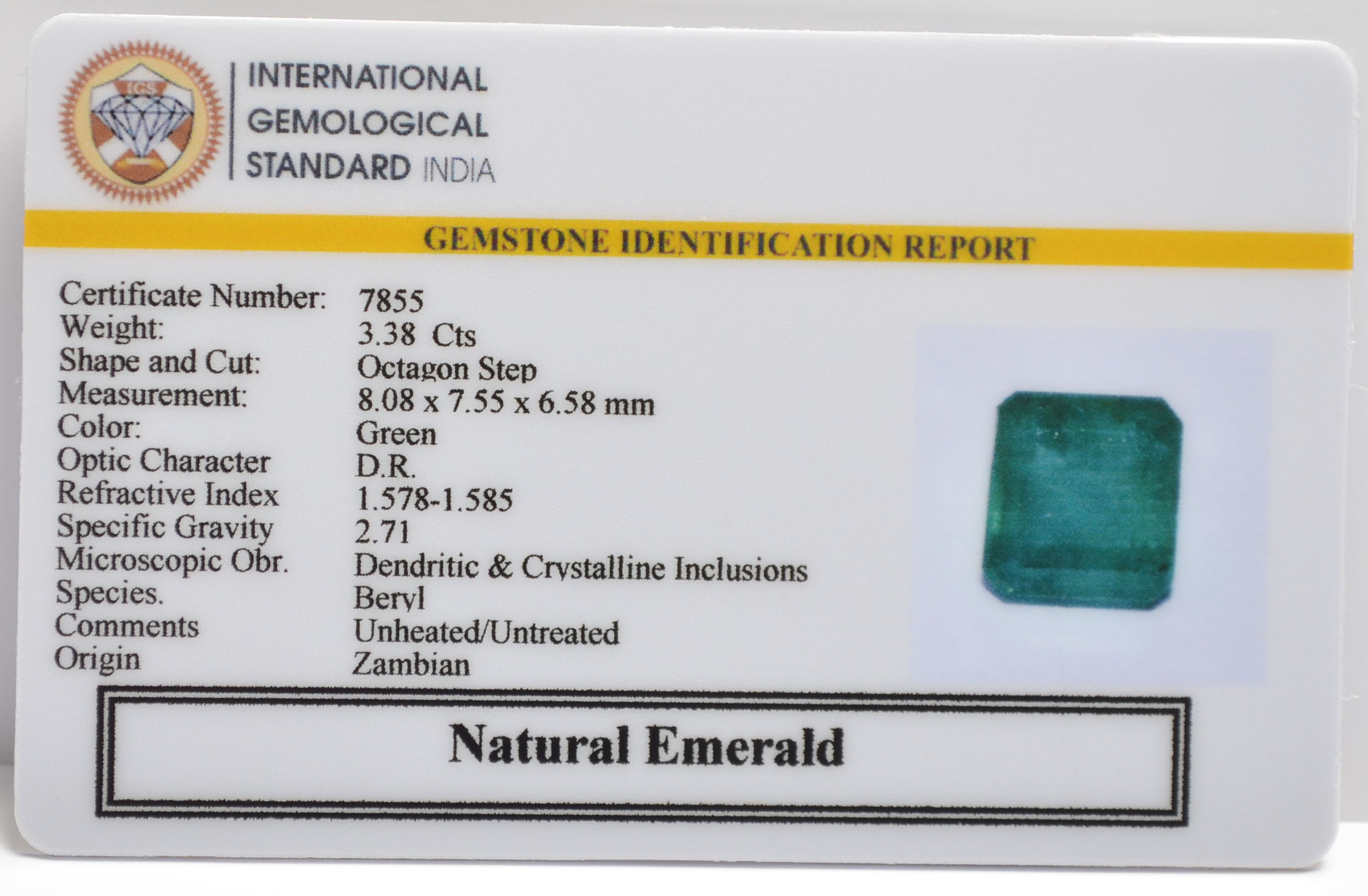 EMRG21380 2 EMERALD 3.38 Ct.