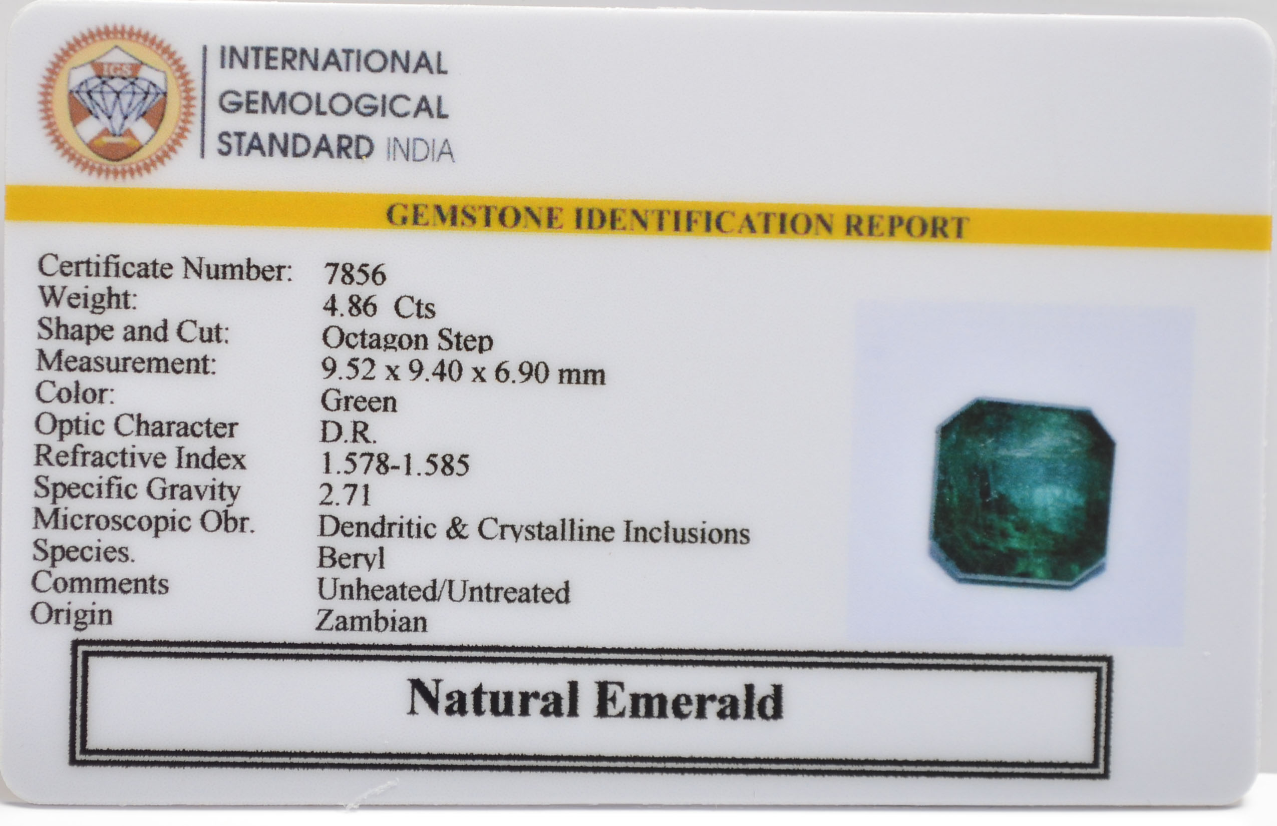 EMRG21381 2 EMERALD 4.86 Ct.