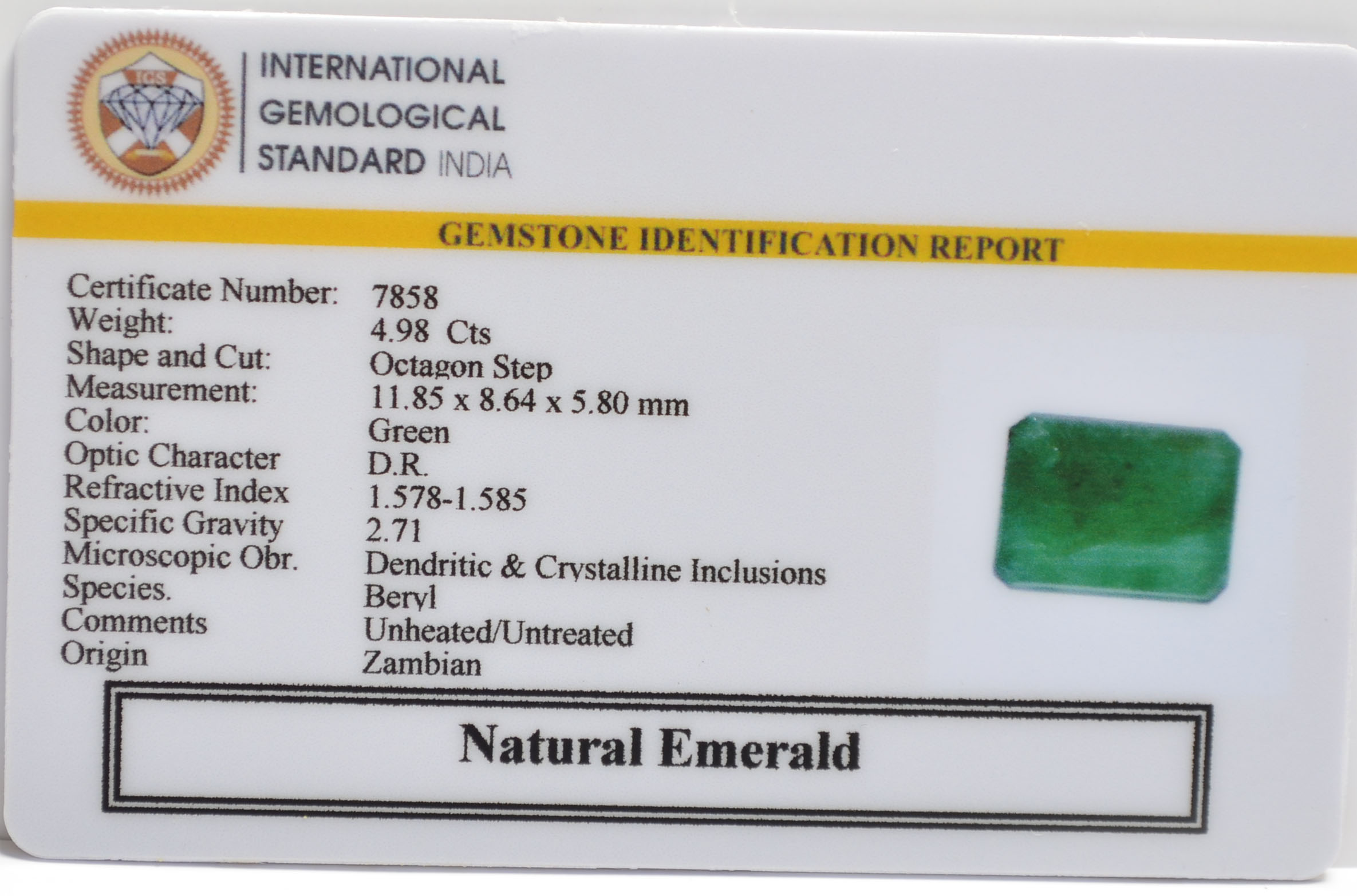 EMRG21383 2 EMERALD 4.98 Ct.