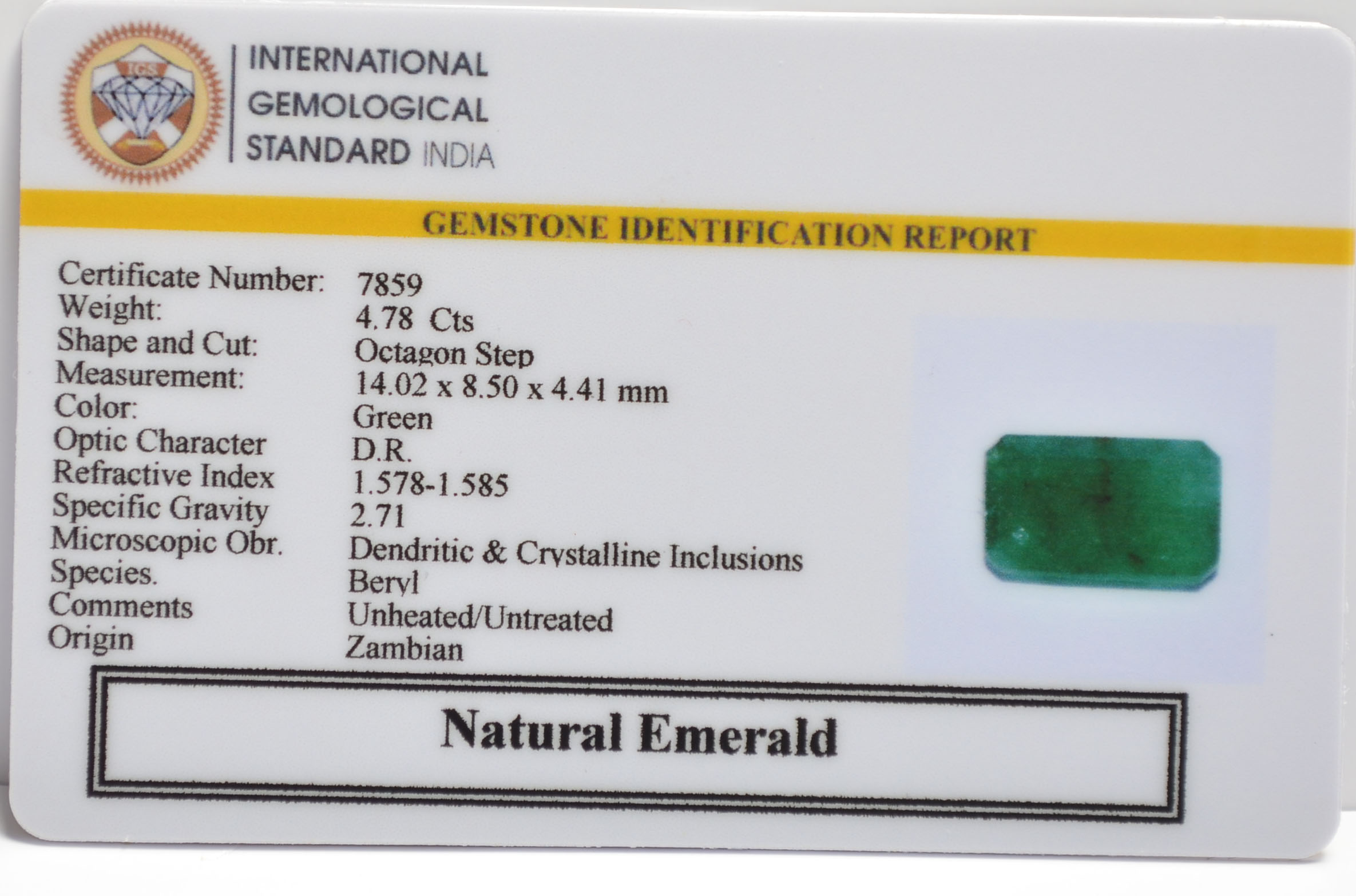 EMRG21384 2 EMERALD 4.78 Ct.