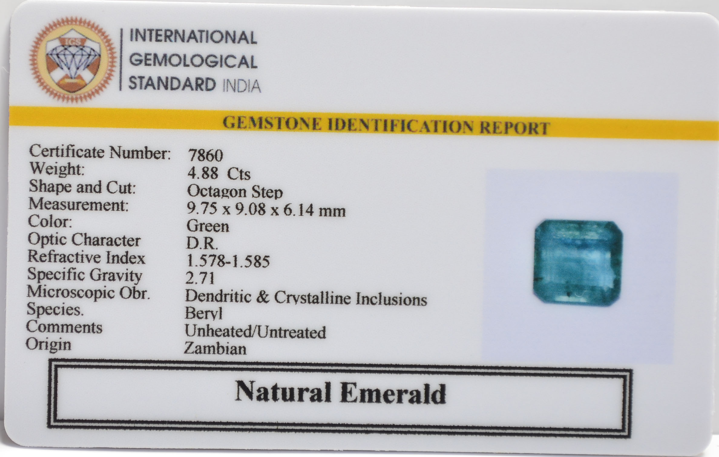 EMRG21385 2 EMERALD 4.88 Ct.