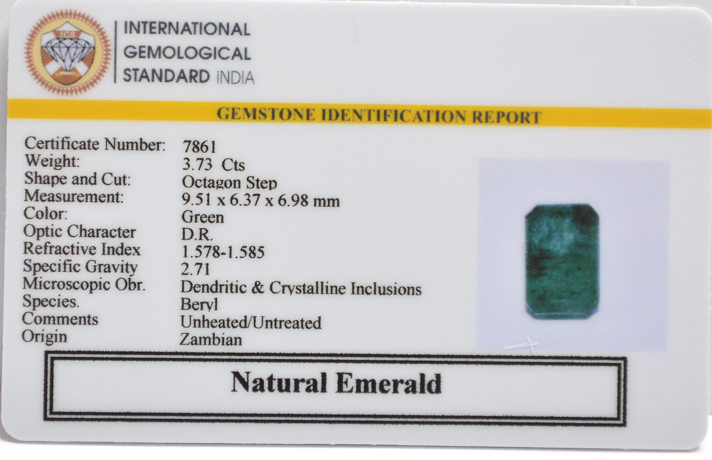 EMRG21386 2 EMERALD 3.73 Ct.