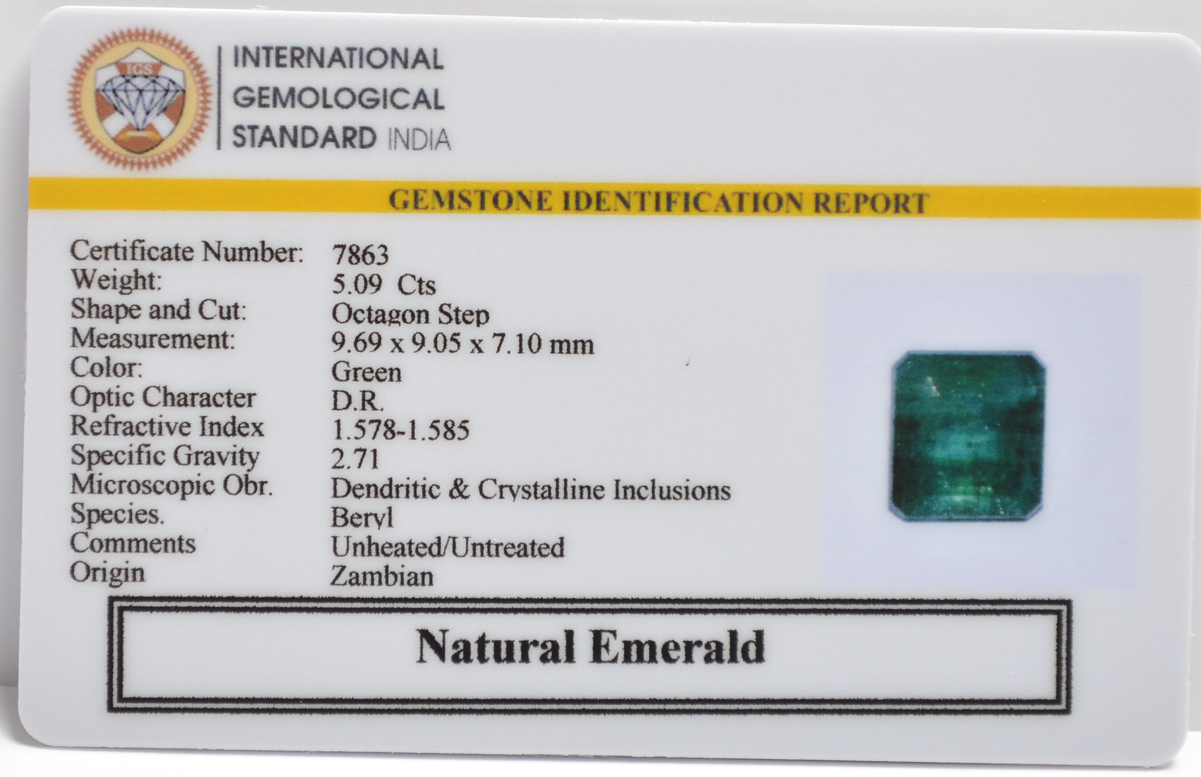 EMERALD 5.09 Ct. 3 EMRG21388 2 EMERALD 5.09 Ct.