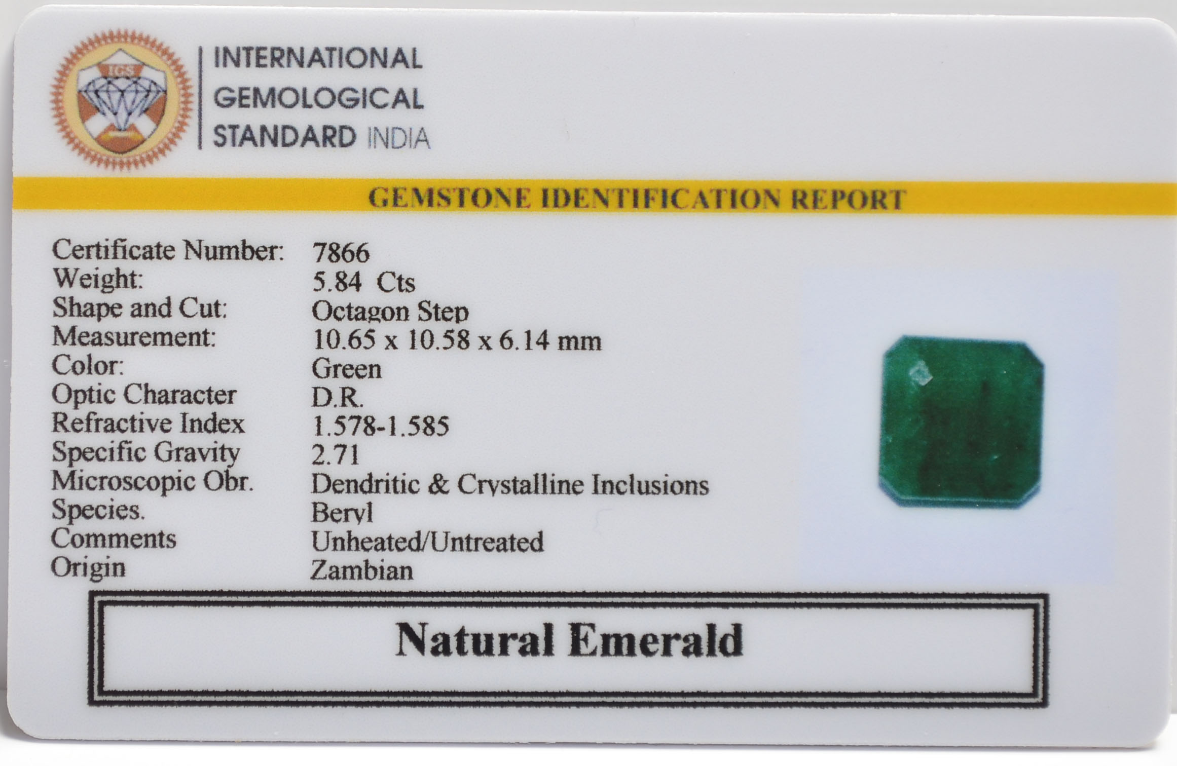 EMRG21391 2 EMERALD 5.84 Ct.