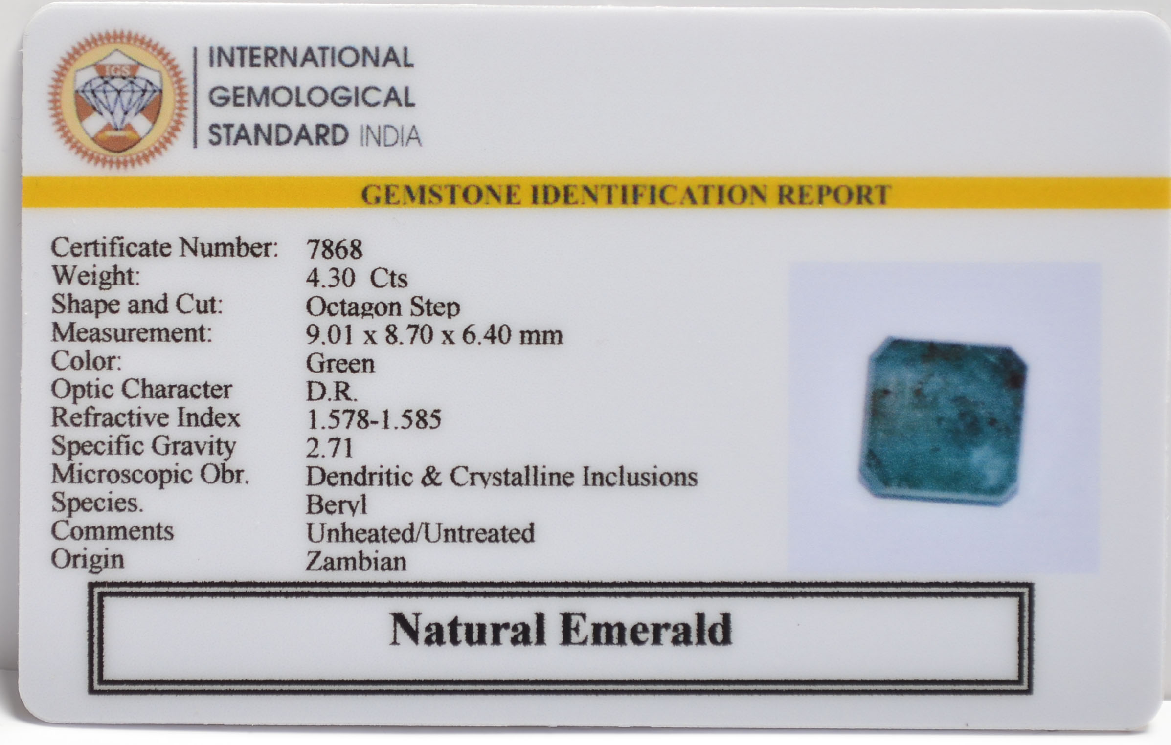 EMRG21393 2 EMERALD 4.3 Ct.