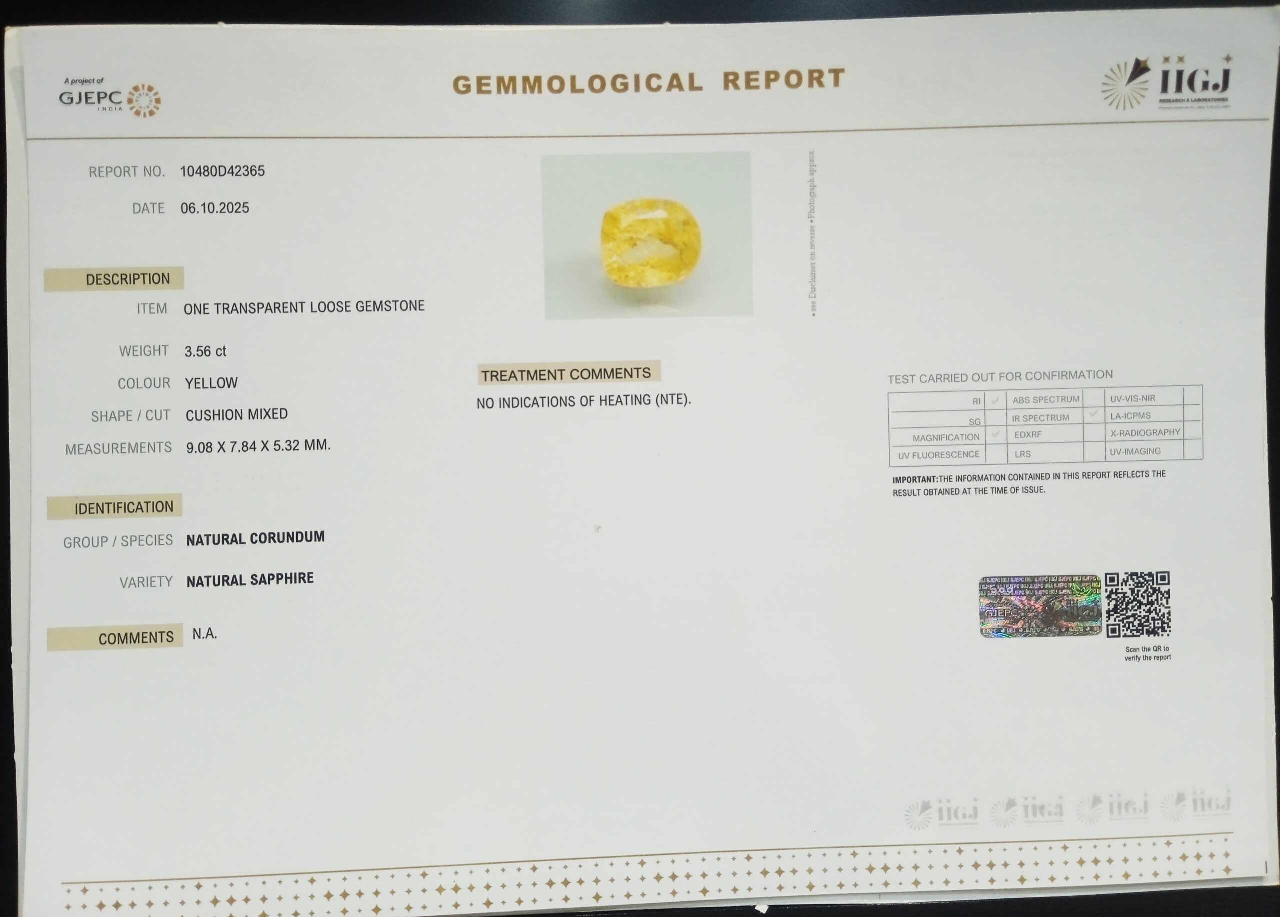 YELLOW SAPPHIRE 3.56 Ct. 3 NYSP8653 2 1 scaled YELLOW SAPPHIRE 3.56 Ct.