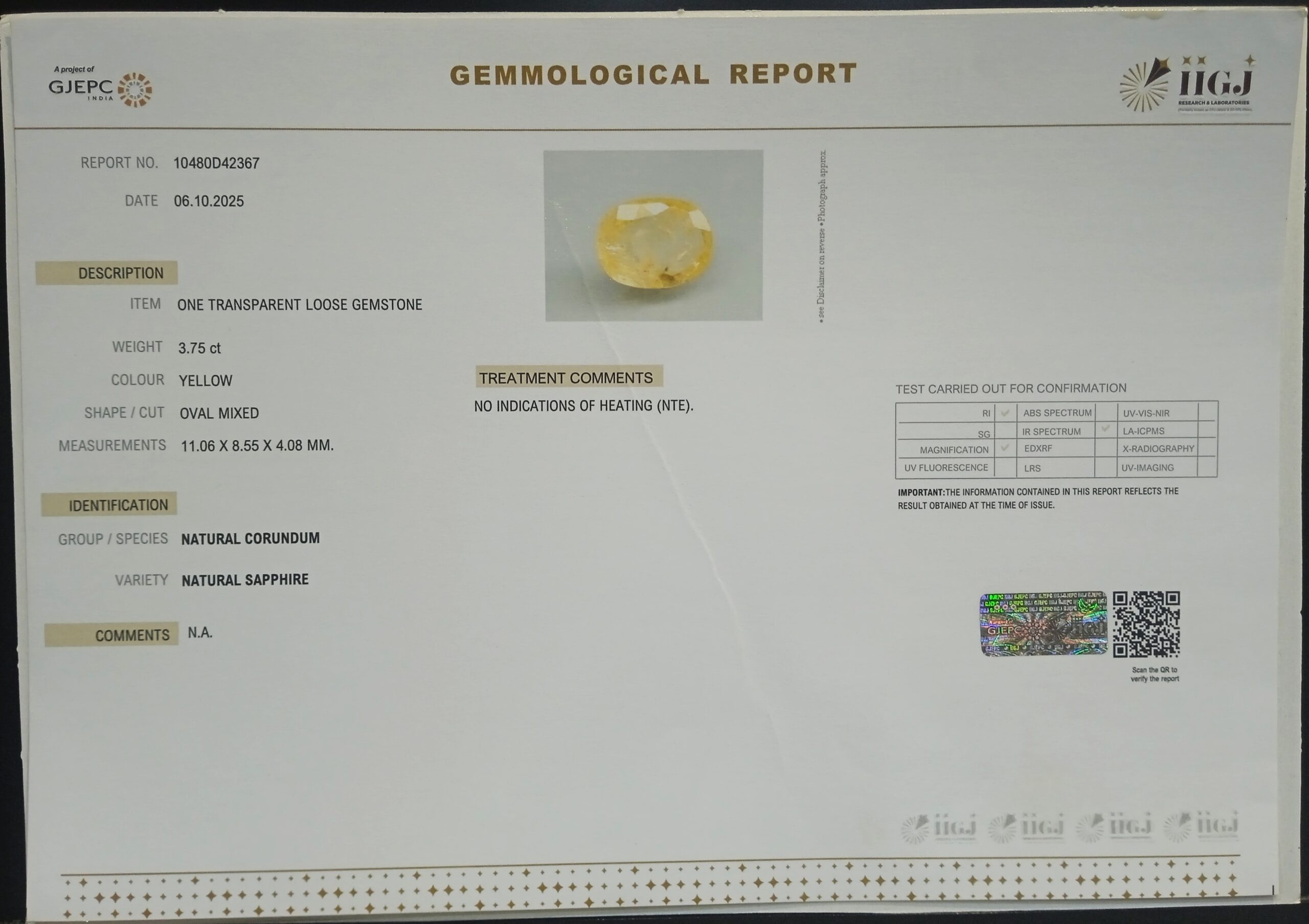 NYSP8655 2 1 scaled YELLOW SAPPHIRE 3.75 Ct.