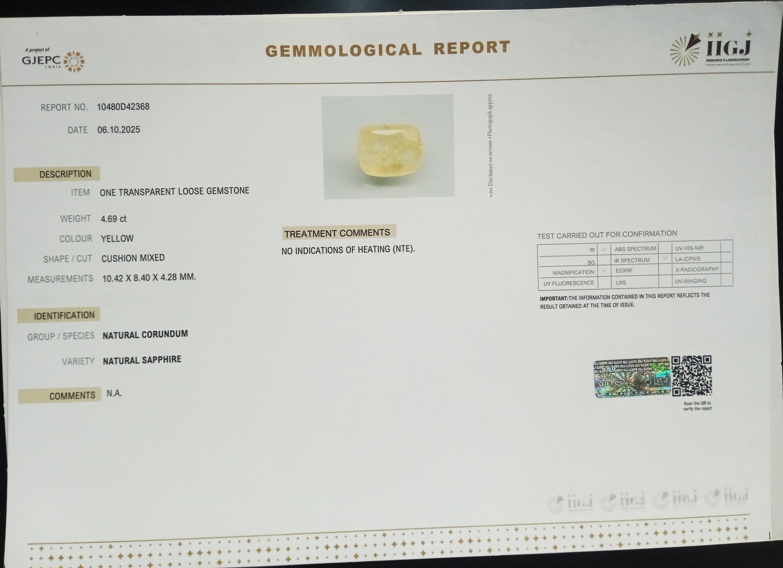 NYSP8656 2 1 scaled YELLOW SAPPHIRE 4.69 Ct.