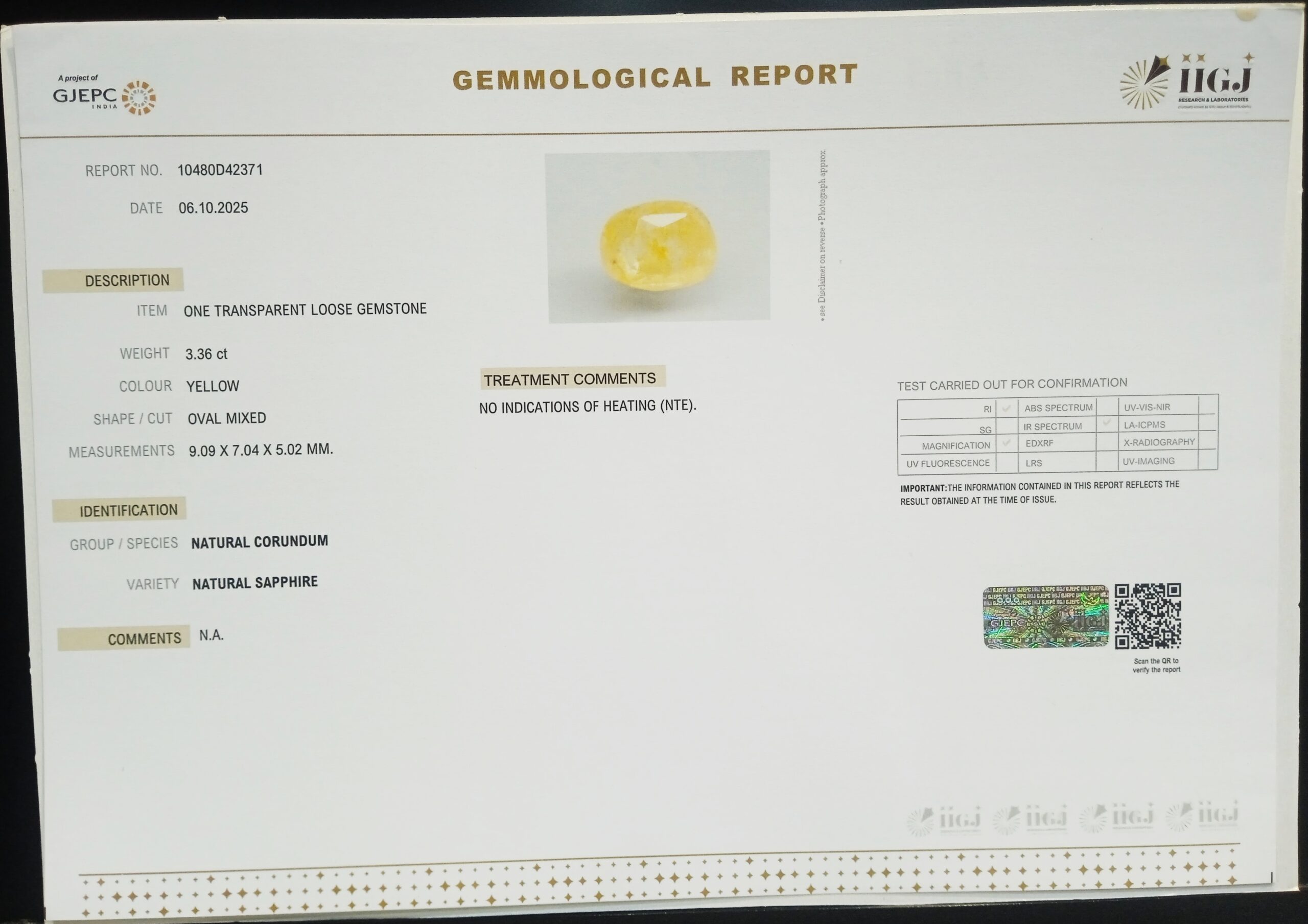NYSP8659 2 1 scaled YELLOW SAPPHIRE 3.36 Ct.