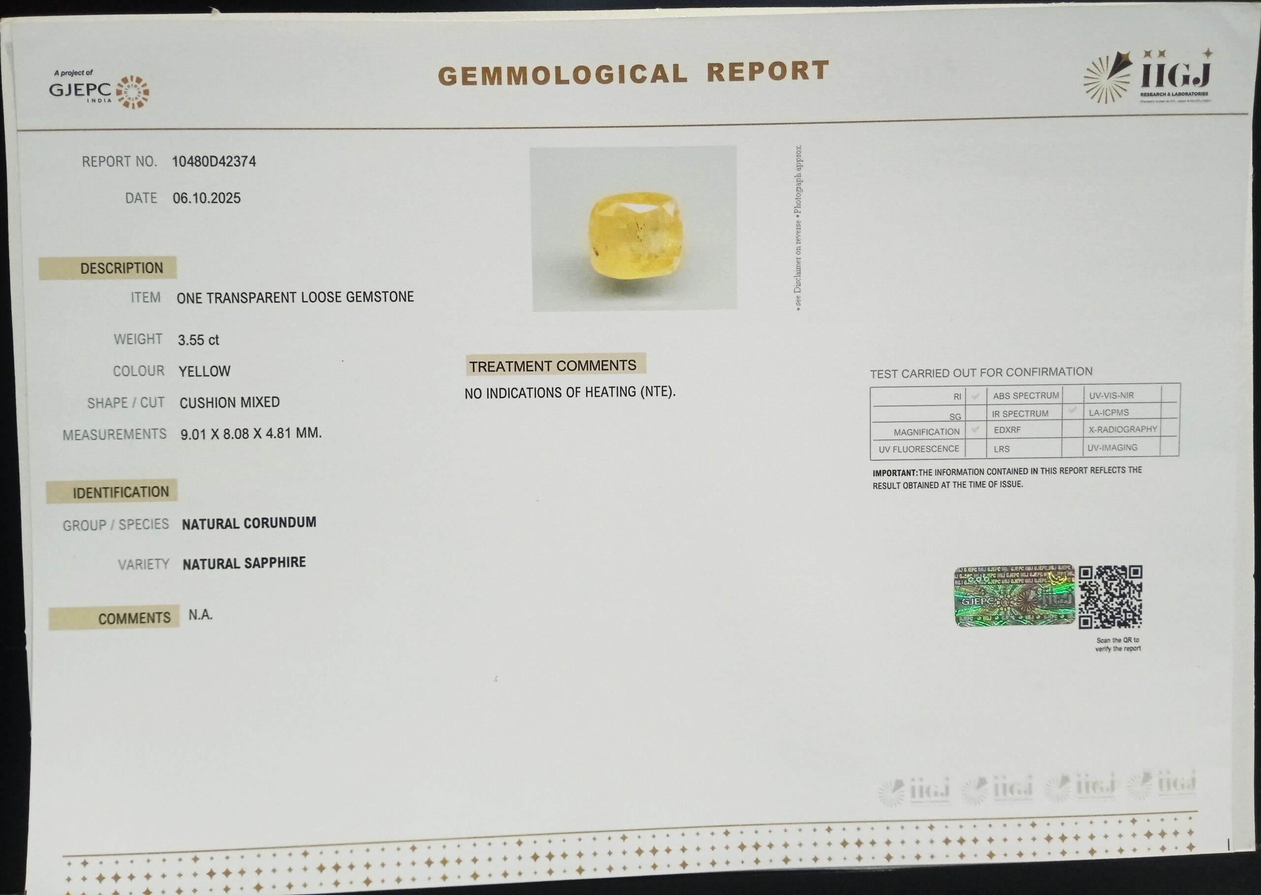 YELLOW SAPPHIRE 3.55 Ct. 3 NYSP8662 2 1 scaled YELLOW SAPPHIRE 3.55 Ct.