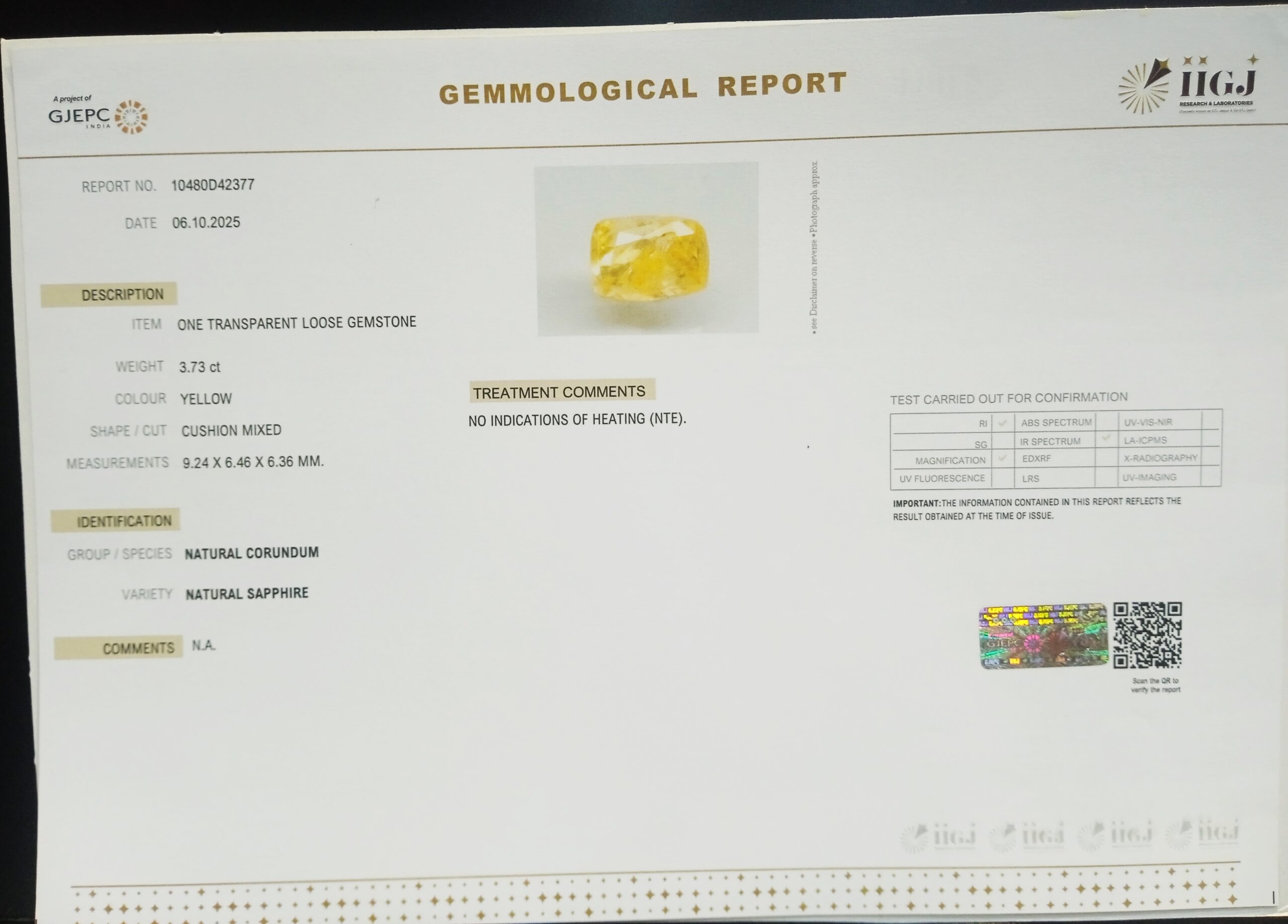 NYSP8665 2 1 scaled YELLOW SAPPHIRE 3.73 Ct.