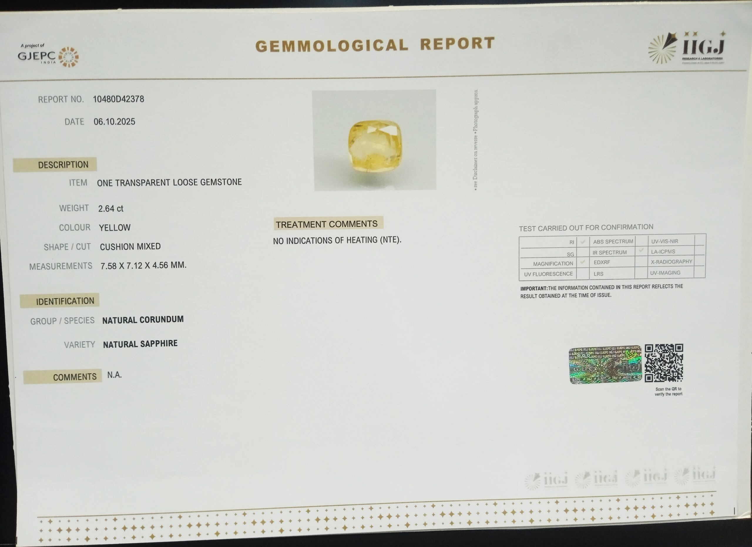 NYSP8666 2 1 scaled YELLOW SAPPHIRE 2.64 Ct.